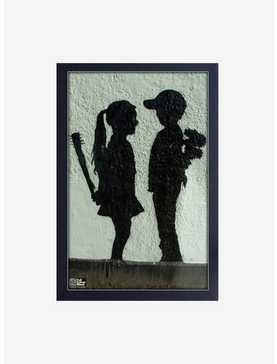 Banksy Girl With Stick Framed Wood Wall Art, , hi-res