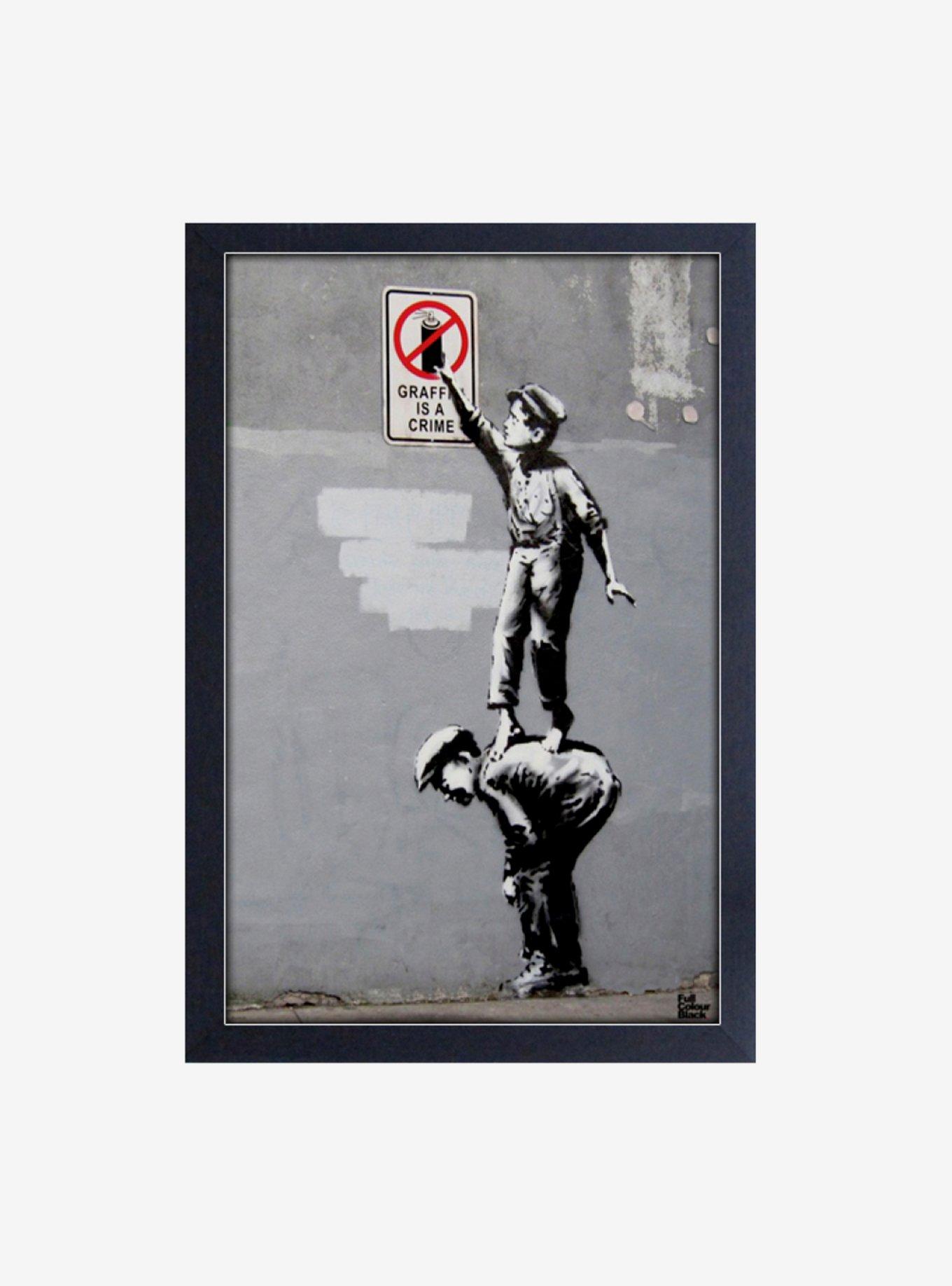 Banksy Graffiti Is A Crime Framed Wood Wall Art, , hi-res