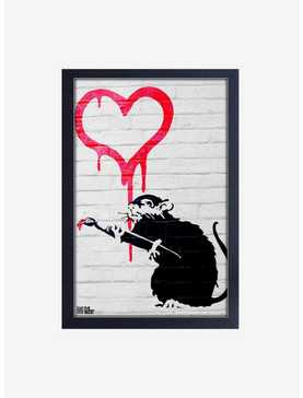 Banksy Love Rat Framed Wood Wall Art, , hi-res