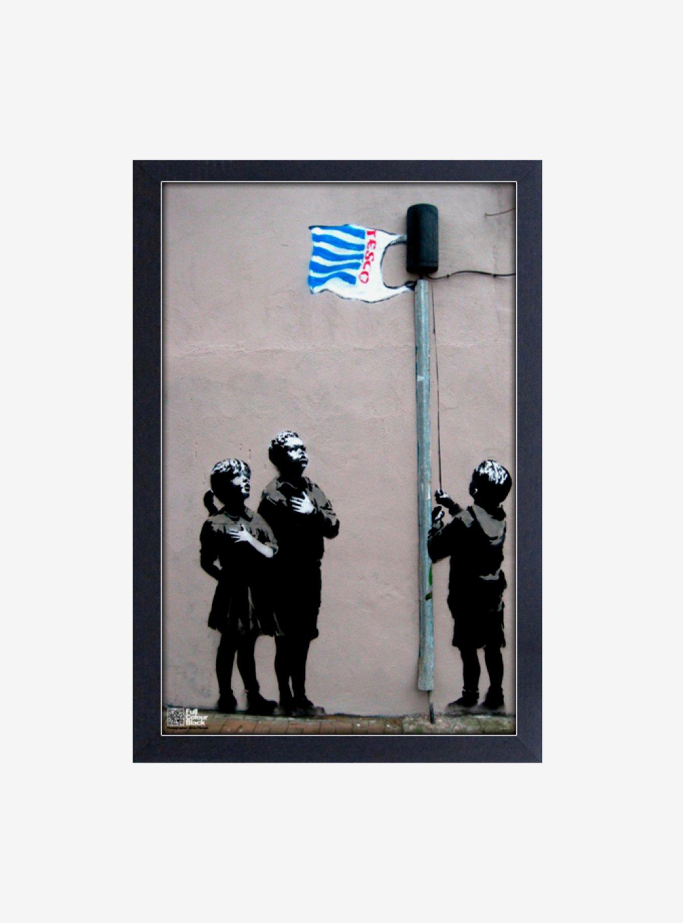 Banksy Tesco Flag Framed Wood Wall Art