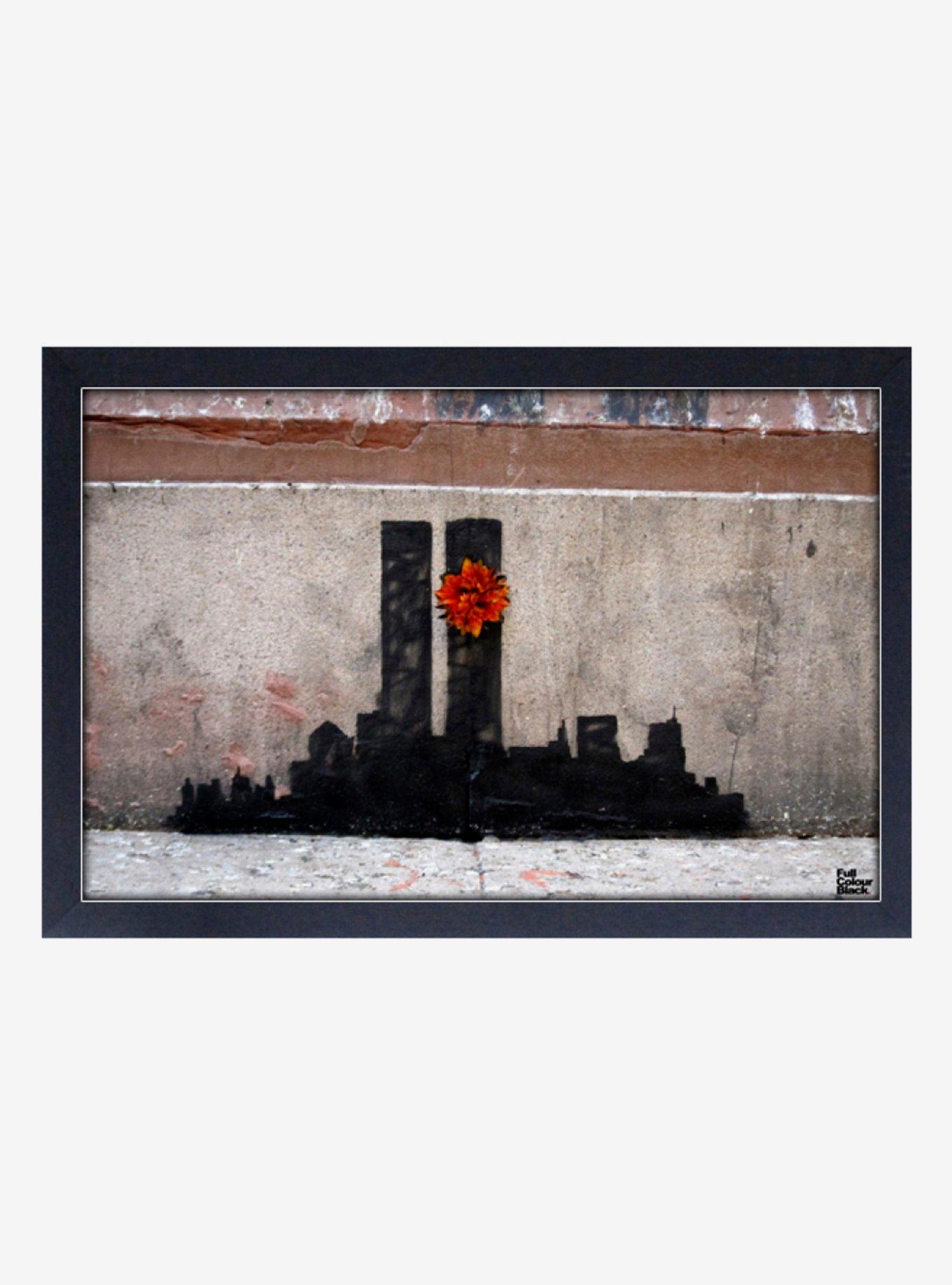 Banksy Twin Towers Framed Wood Wall Art, , hi-res