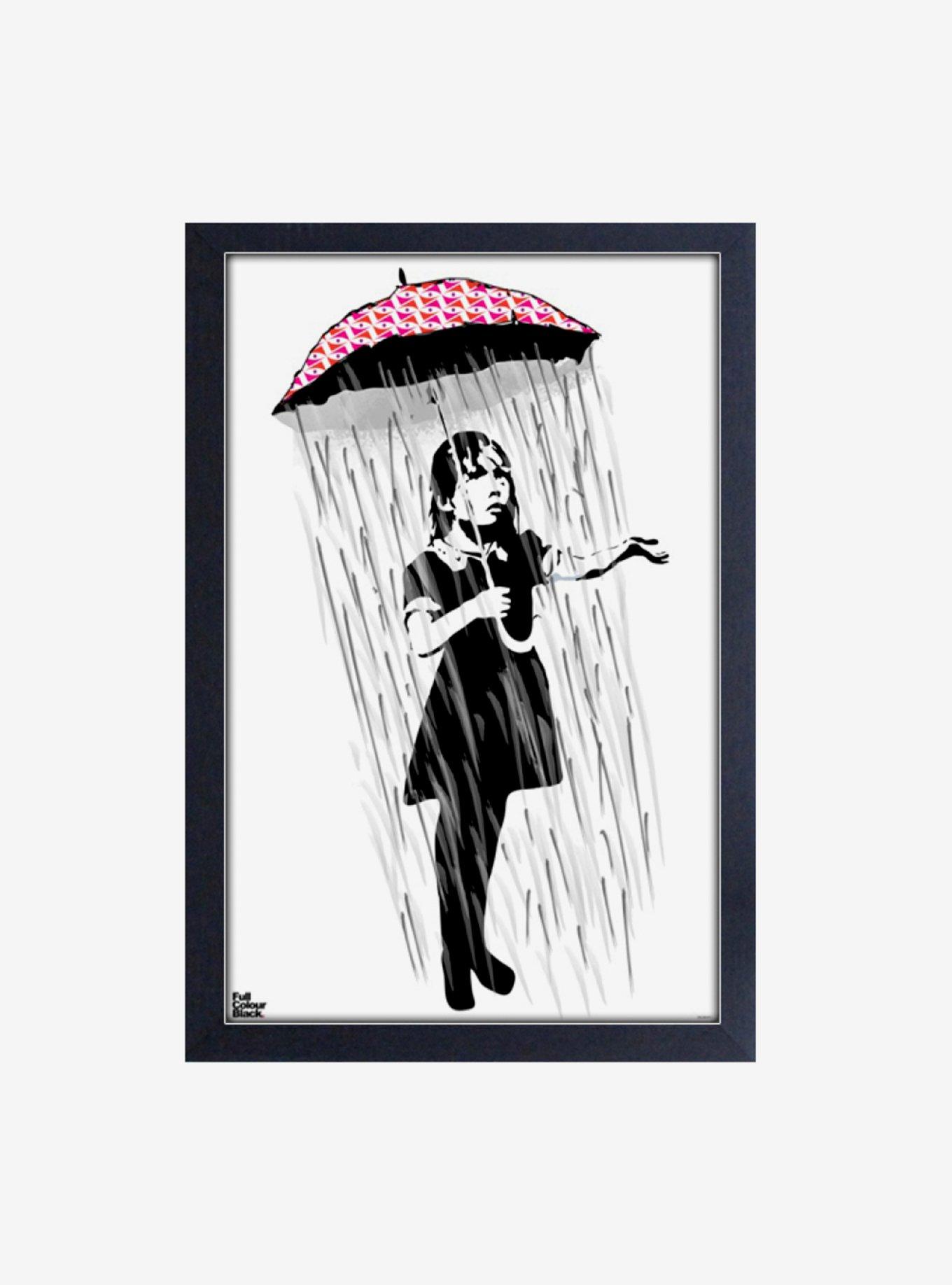 Banksy Umbrella Girl Framed Wood Wall Art, , hi-res