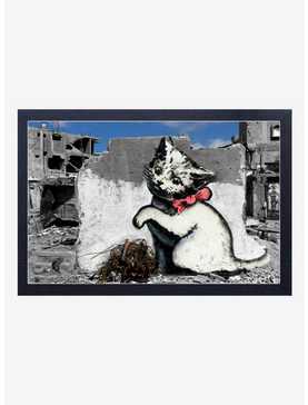 Banksy Kitten In War Framed Wood Wall Art, , hi-res