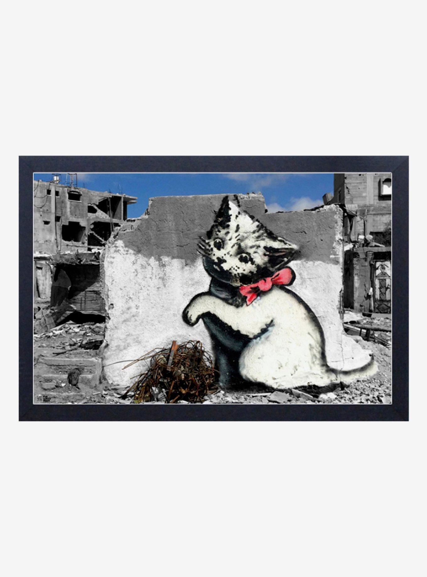 Banksy Kitten In War Framed Wood Wall Art, , hi-res