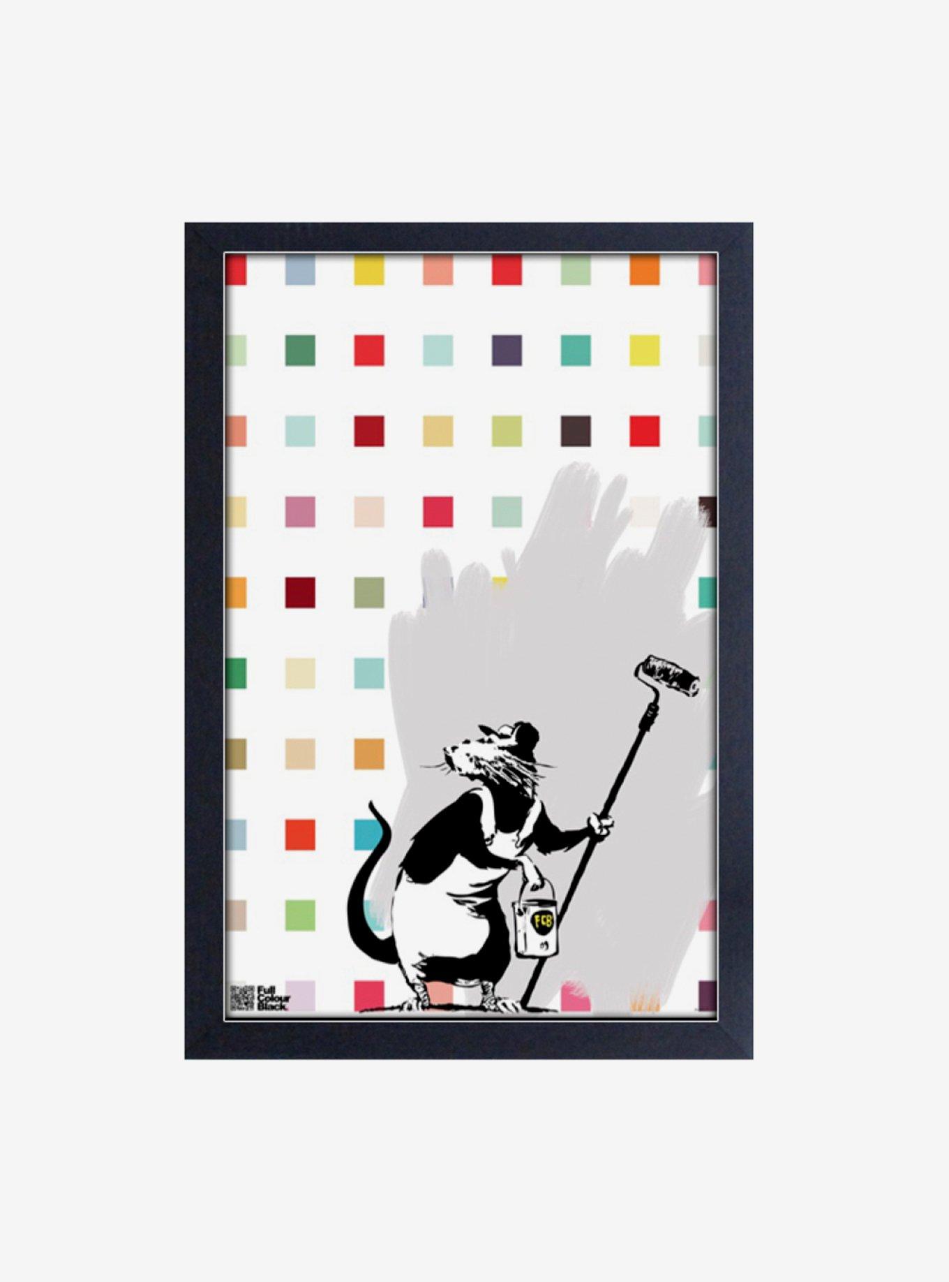 Banksy Squares Vs. Rat Framed Wood Wall Art, , hi-res