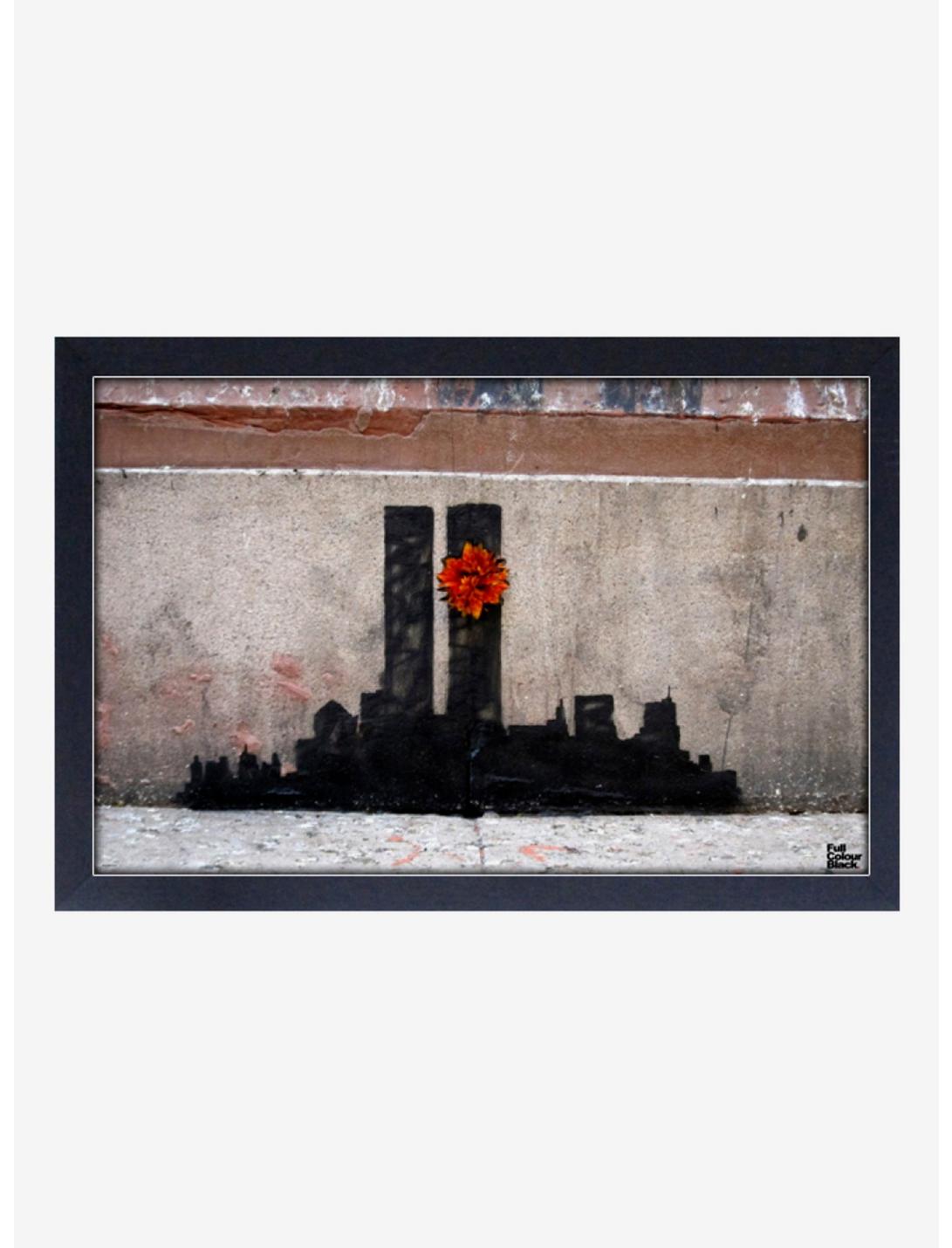 Banksy Twin Towers Framed Wood Wall Art, , hi-res