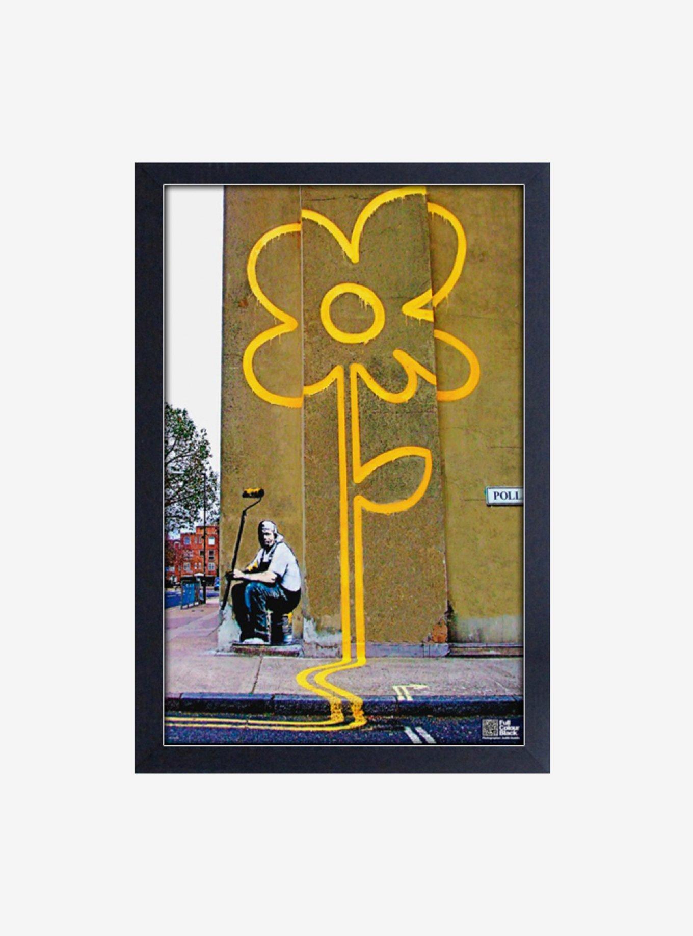 Banksy Yellow Lines Framed Wood Wall Art, , hi-res