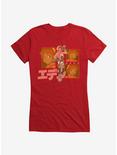 Eden Sara Japanese Text Logo Girls T-Shirt, RED, hi-res