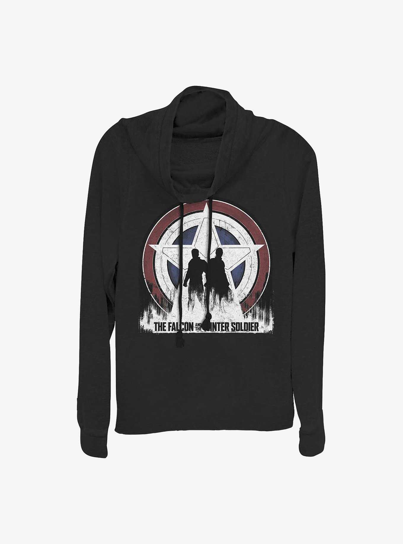Marvel The Falcon And The Winter Soldier Silhouette Shield Cowlneck Long-Sleeve Girls Top, , hi-res