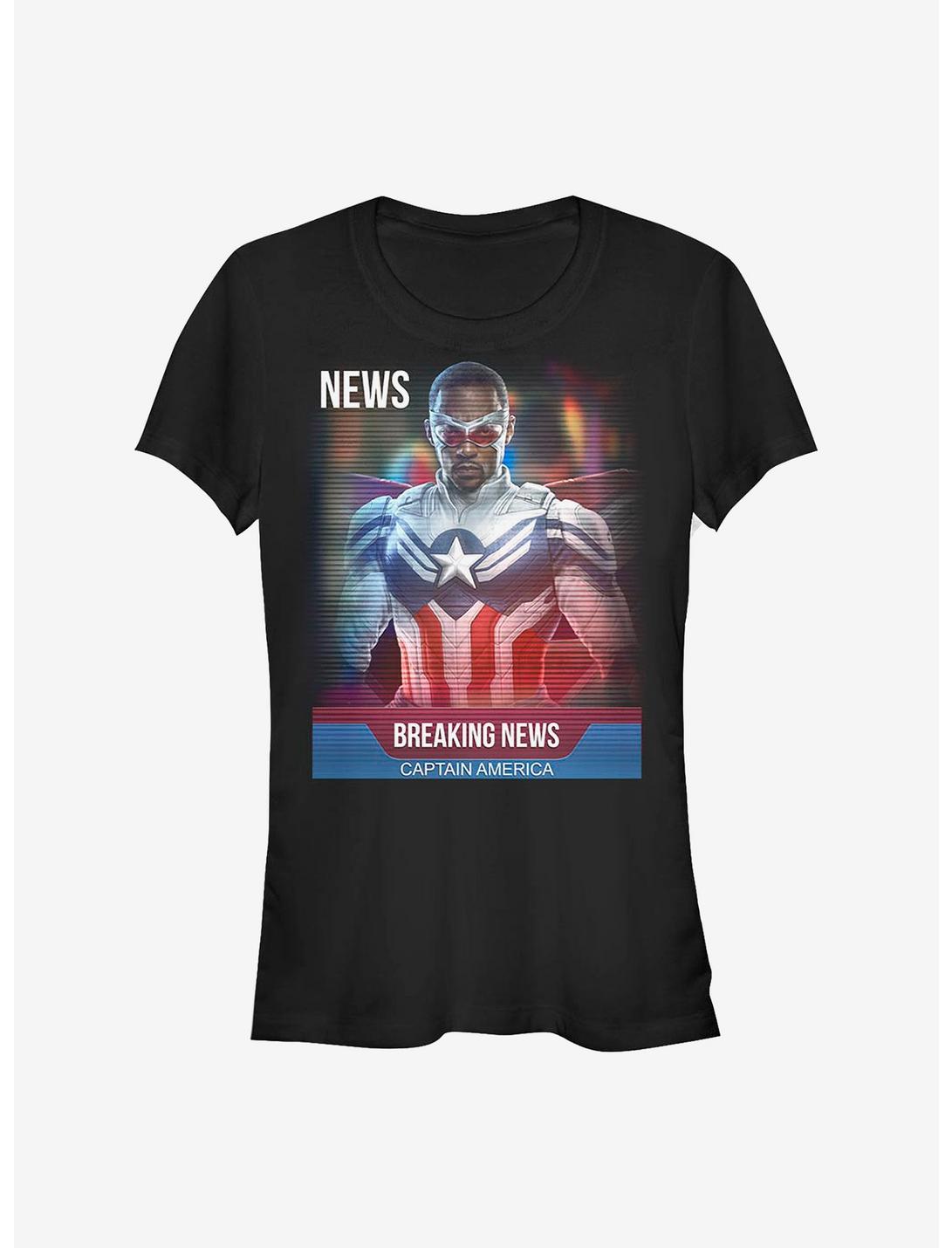 Marvel The Falcon And The Winter Soldier Breaking News Girls T-Shirt, BLACK, hi-res