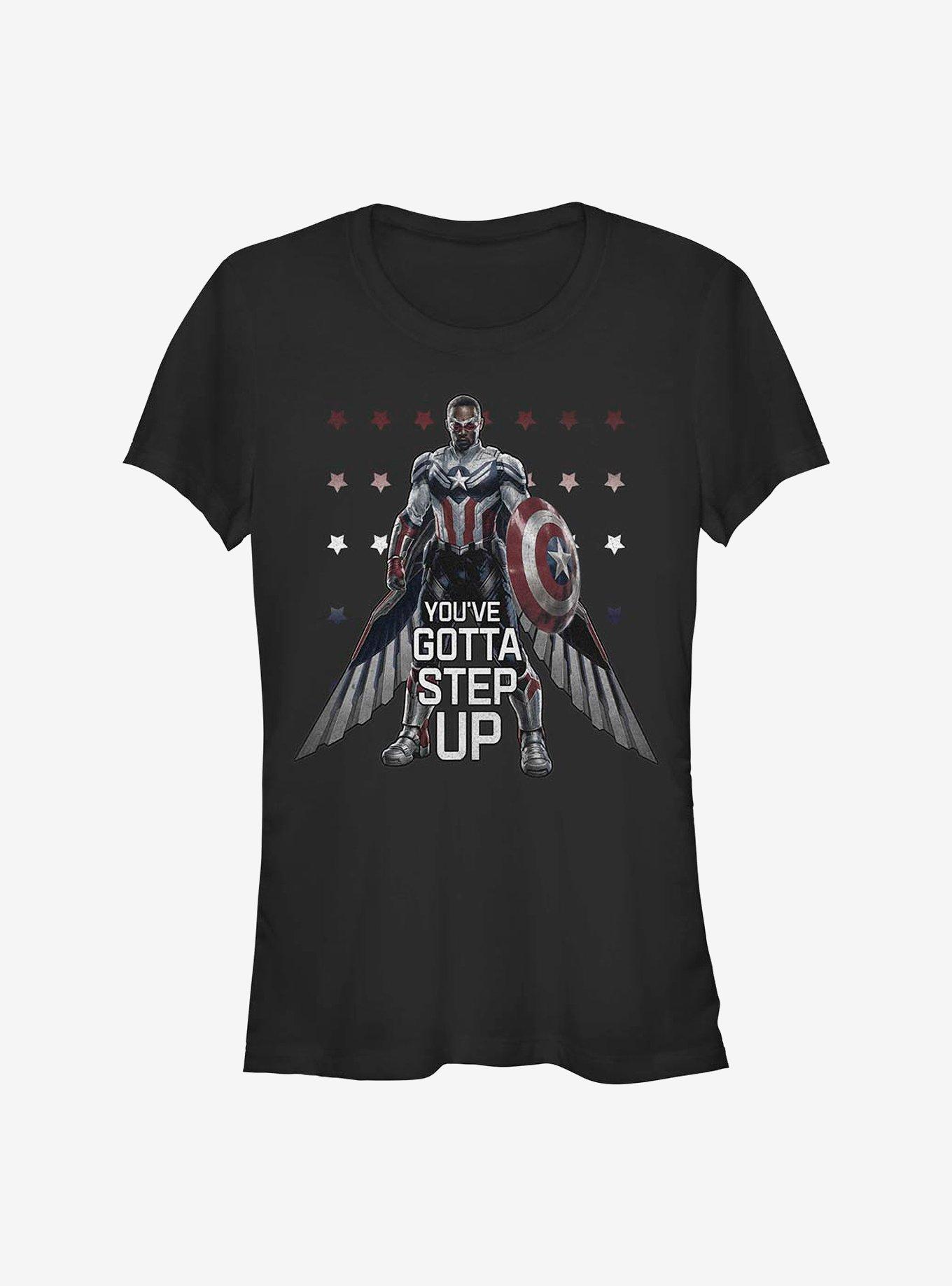 Marvel The Falcon And The Winter Soldier Falcon Step Up Girls T-Shirt, BLACK, hi-res