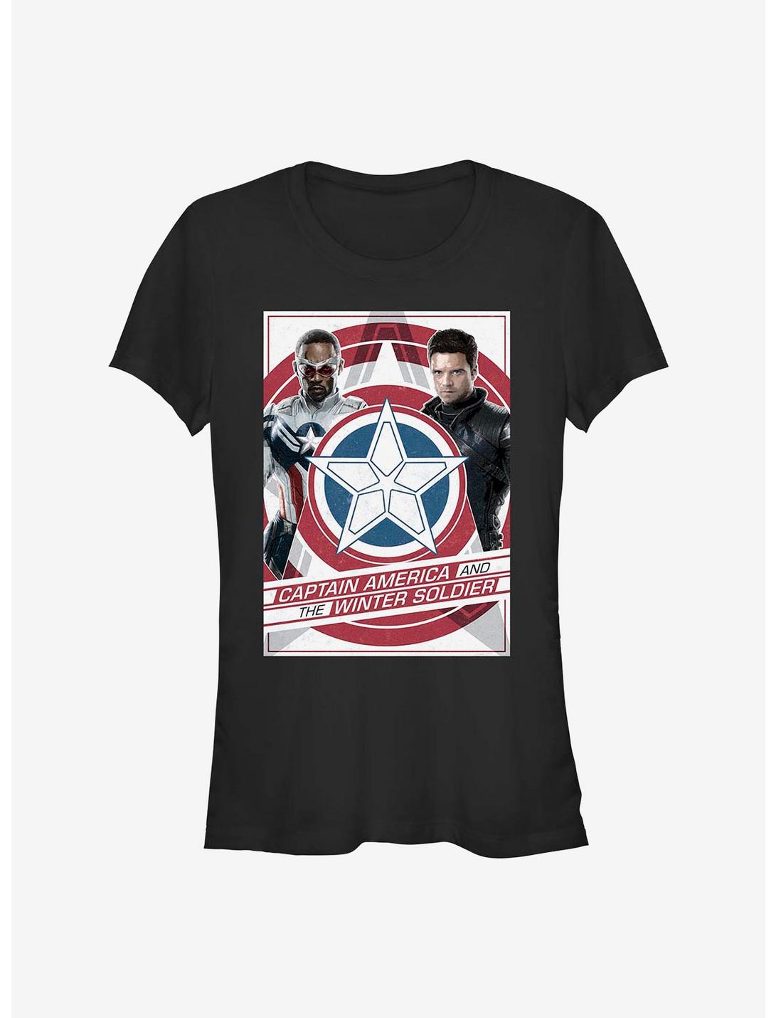 Marvel The Falcon And The Winter Soldier Shield Poster Girls T-Shirt, BLACK, hi-res
