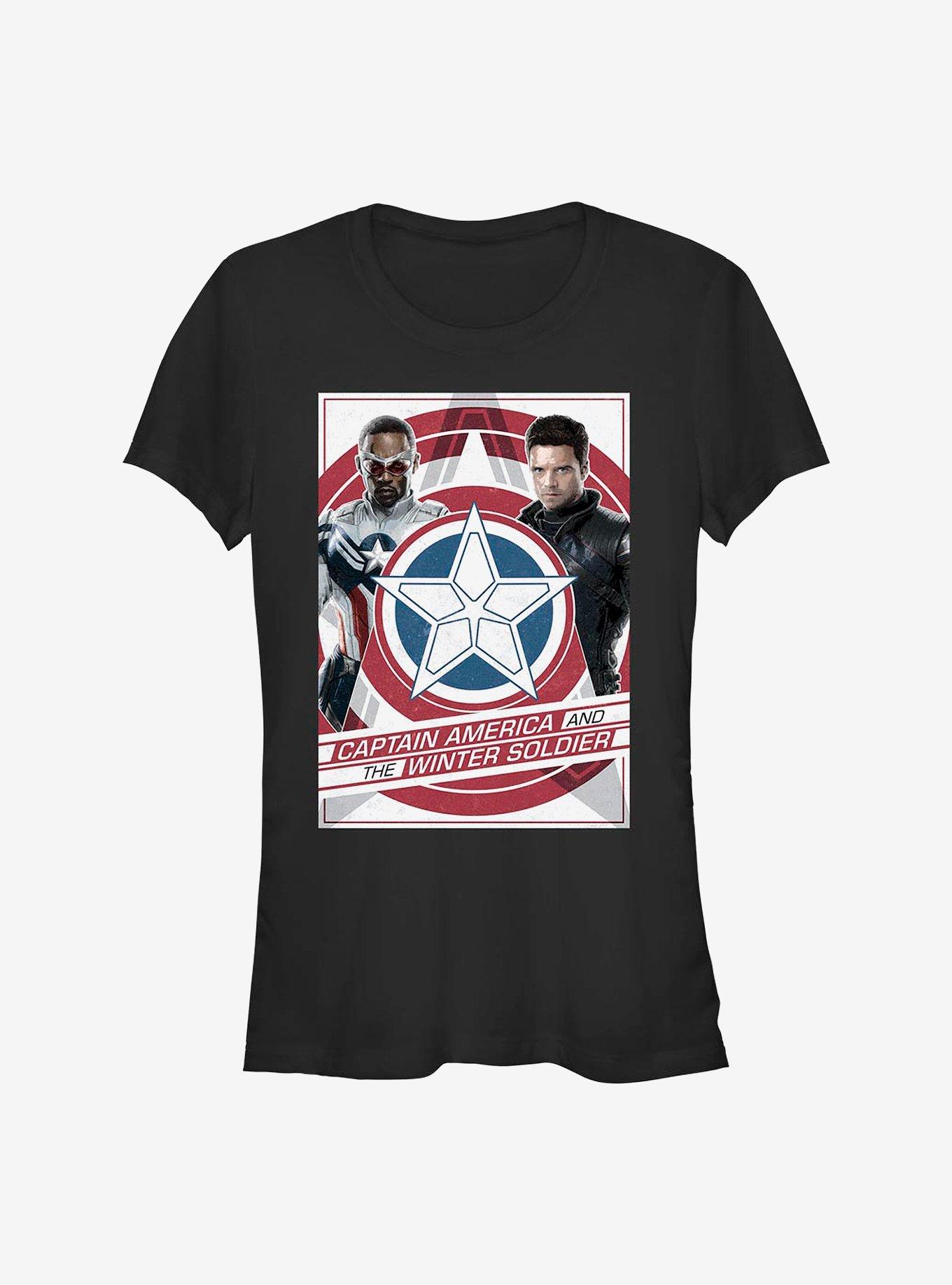 Marvel The Falcon And The Winter Soldier Shield Poster Girls T-Shirt, BLACK, hi-res