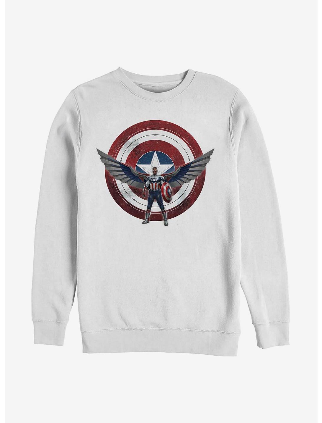 Marvel The Falcon And The Winter Soldier Wield The Shield Crew Sweatshirt, WHITE, hi-res