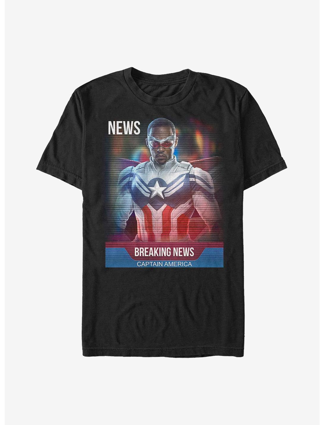 Plus Size Marvel The Falcon And The Winter Soldier Breaking News T-Shirt, BLACK, hi-res