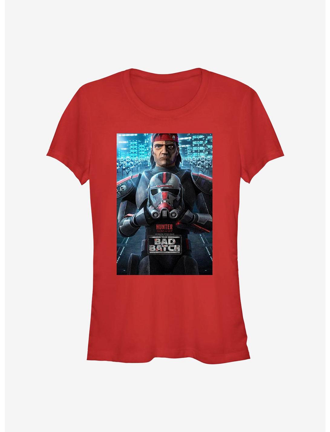 Star Wars: The Bad Batch Hunter Poster Girls T-Shirt, RED, hi-res
