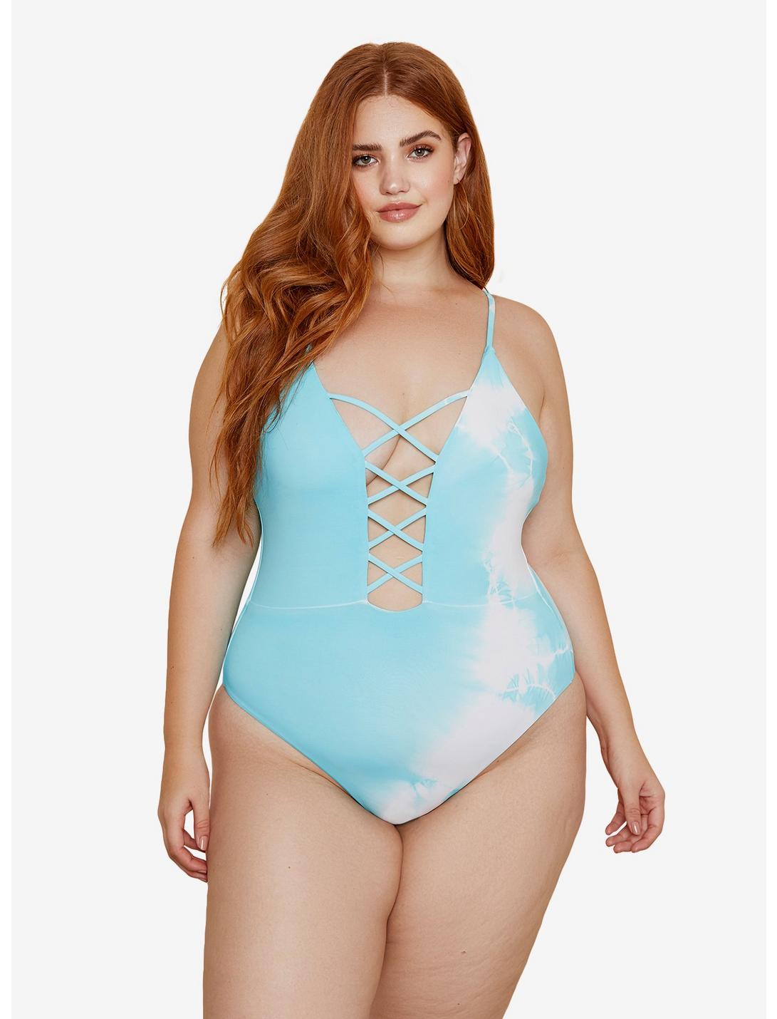 Dippin' Daisy's Bliss Swimsuit Crystal Tie Dye Plus Size, BLUE, hi-res