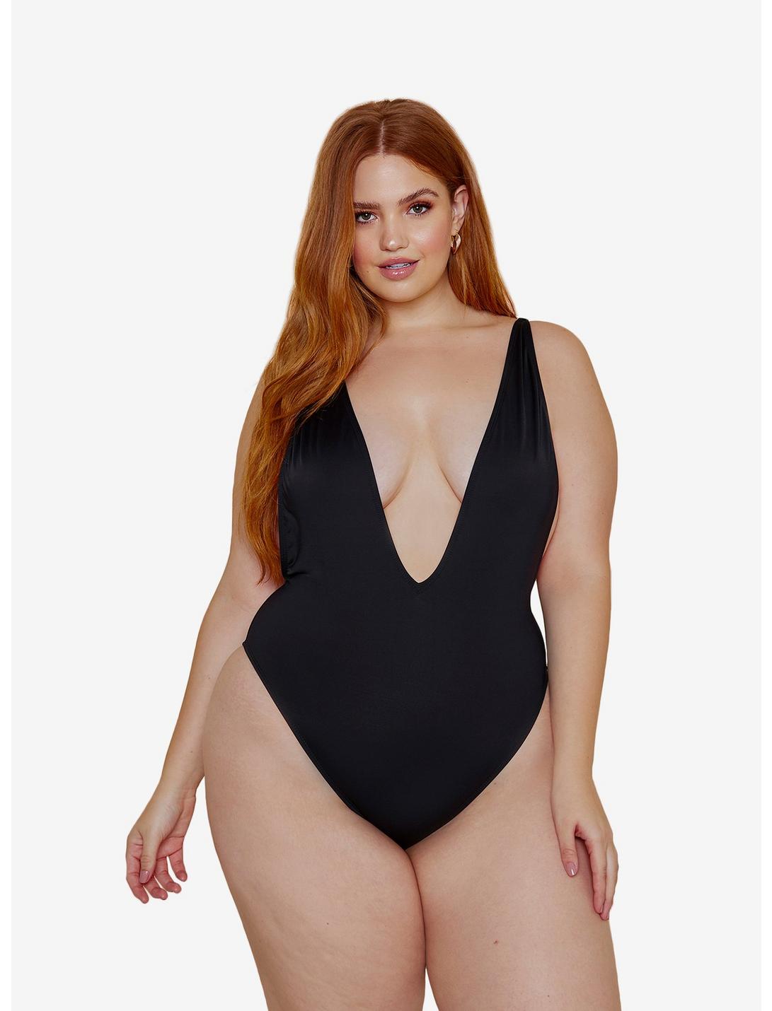 Dippin' Daisy's Euphoria Swimsuit Black Plus Size, BLACK, hi-res