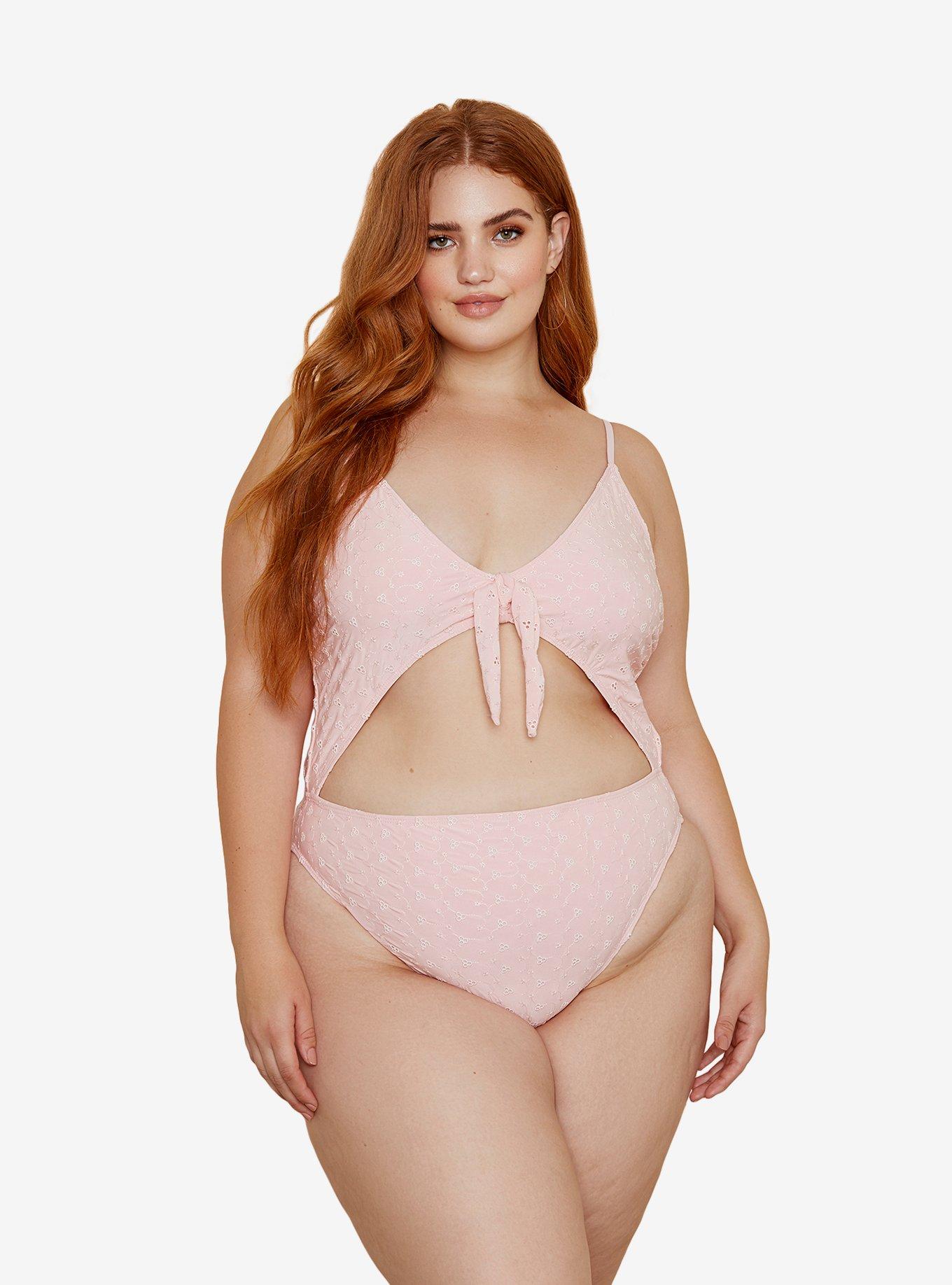 Dippin' Daisy's Glam Swimsuit Rosewater Eyelet Plus Size, PINK, hi-res