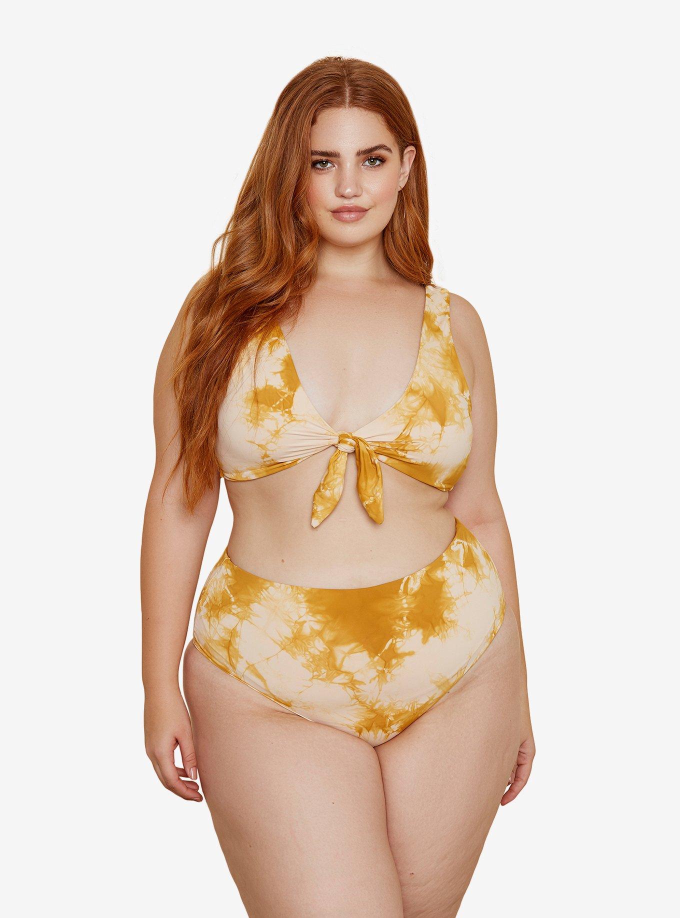 Dippin' Daisy's Muse Swim Top Honey Tie Dye Plus Size, YELLOW, hi-res