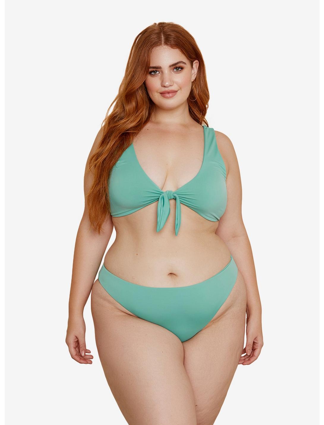 Dippin' Daisy's Nocturnal Swim Bottom Palm Plus Size, GREEN, hi-res