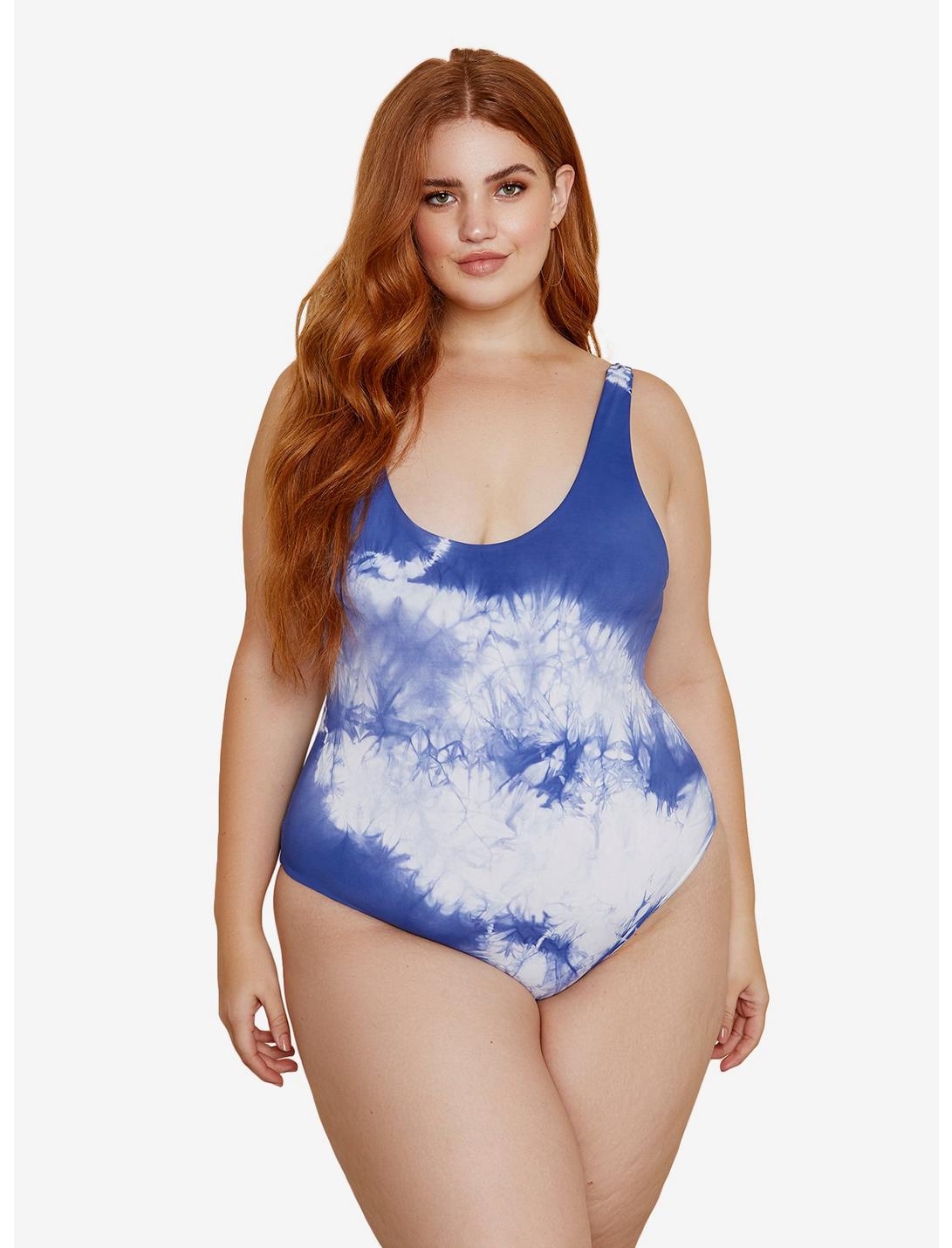 Dippin' Daisy's Serene Swimsuit Baja Tie Dye Plus Size, BLUE, hi-res
