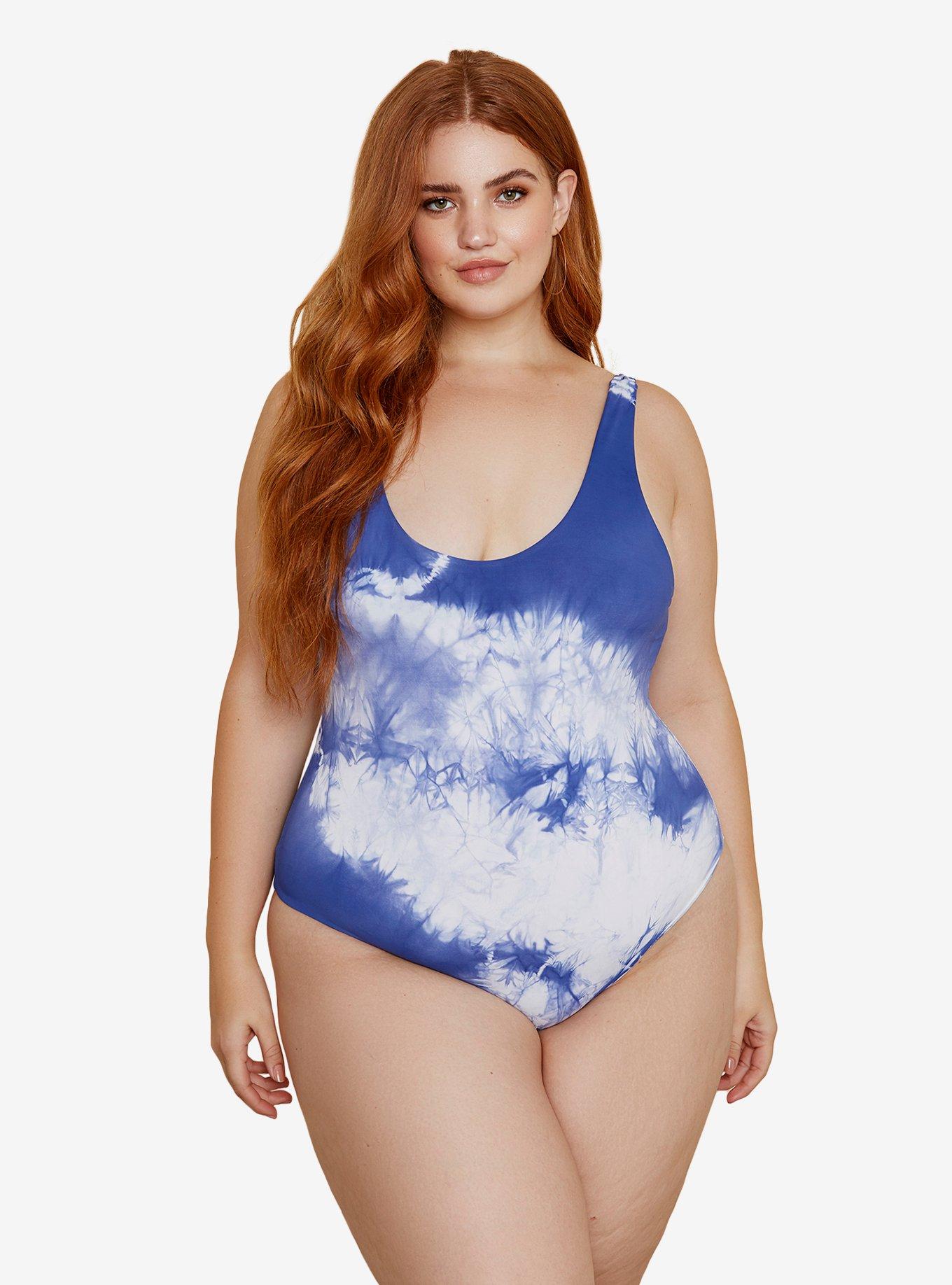 Dippin' Daisy's Serene Swimsuit Baja Tie Dye Plus Size, BLUE, hi-res