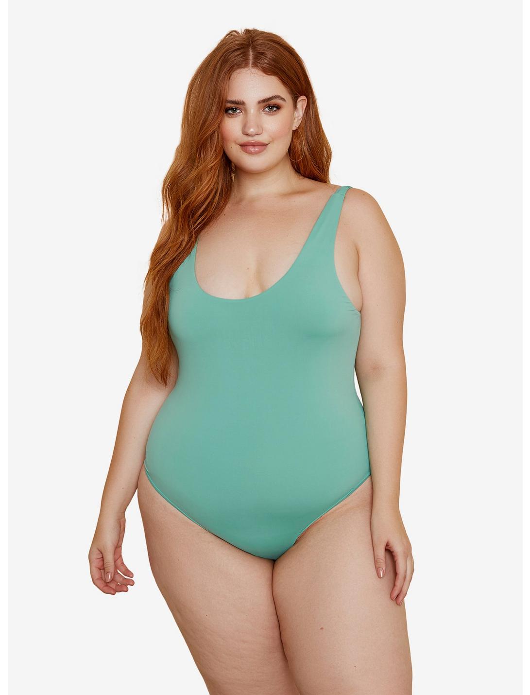 Dippin' Daisy's Serene Swimsuit Palm Plus Size, GREEN, hi-res