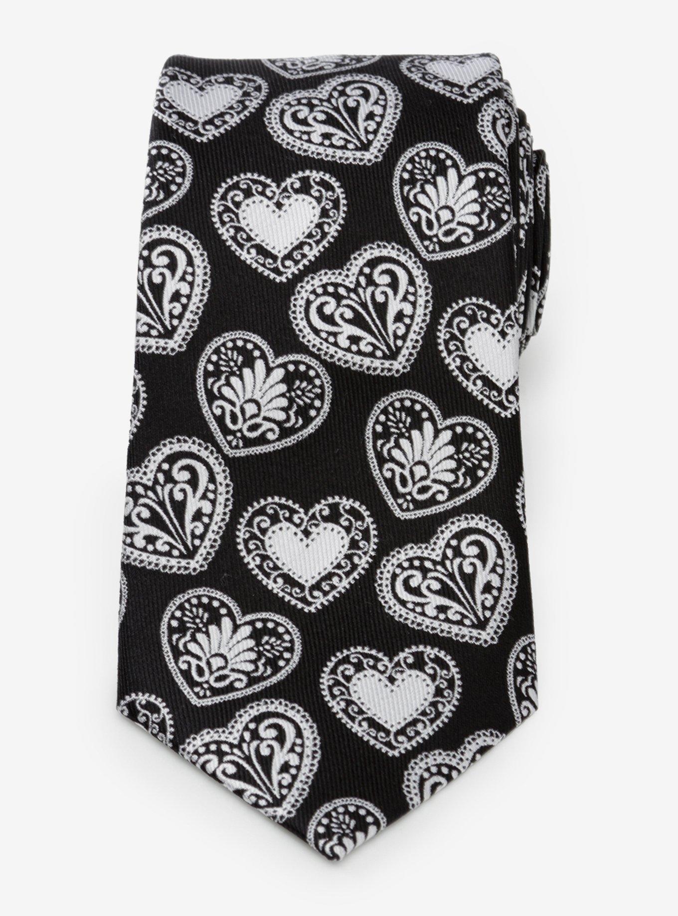 Black and White Paisley Heart Tie