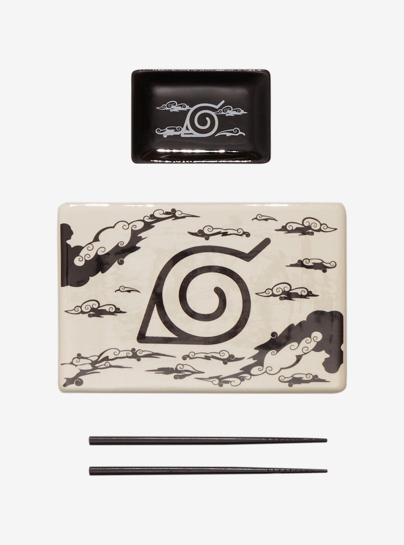 Naruto Shippuden Black & White Sushi Set With Chopsticks