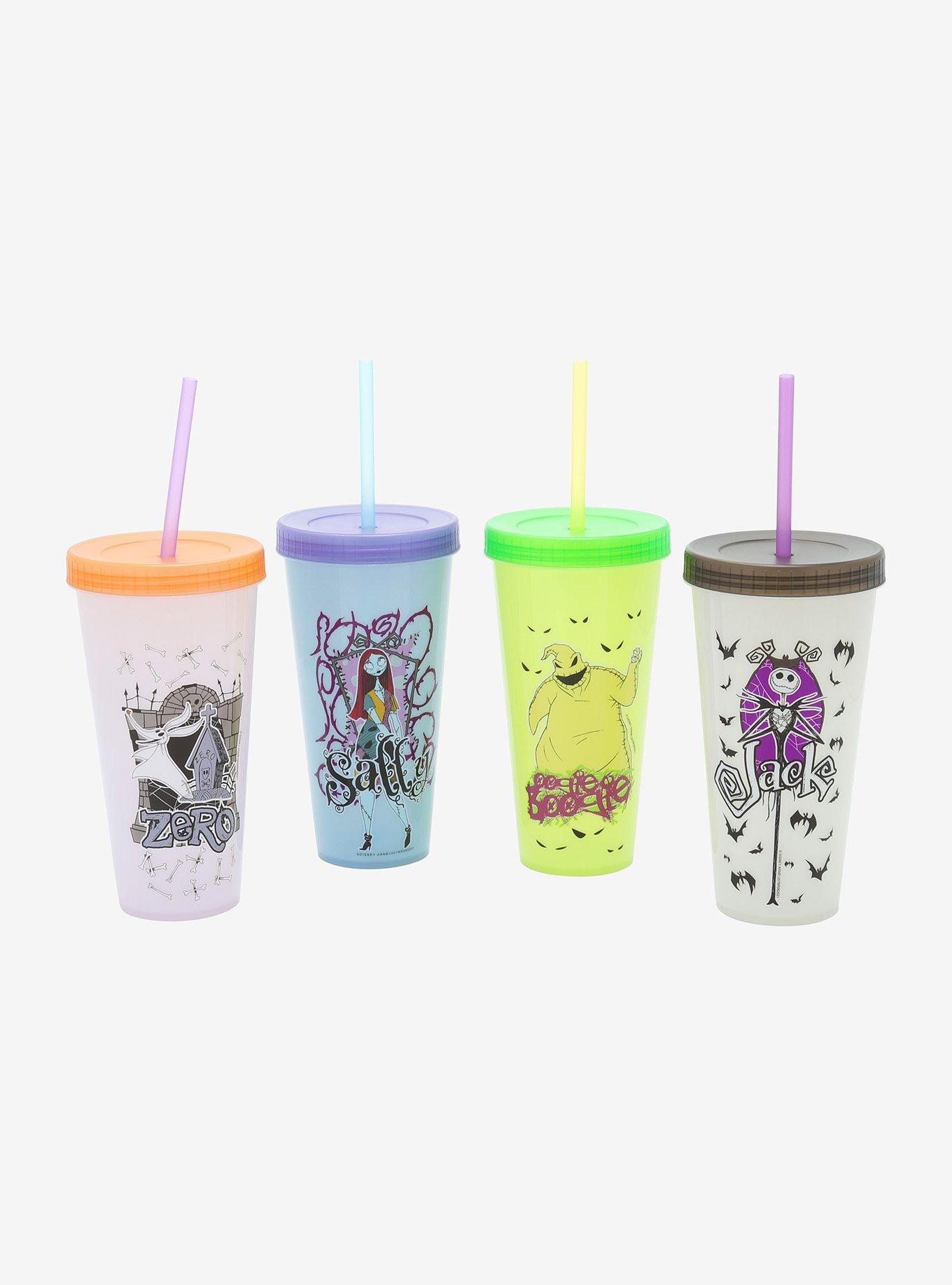 Nightmare Before Christmas Jack All Over Faces 4-Piece Reusable Plastic  Straw Set