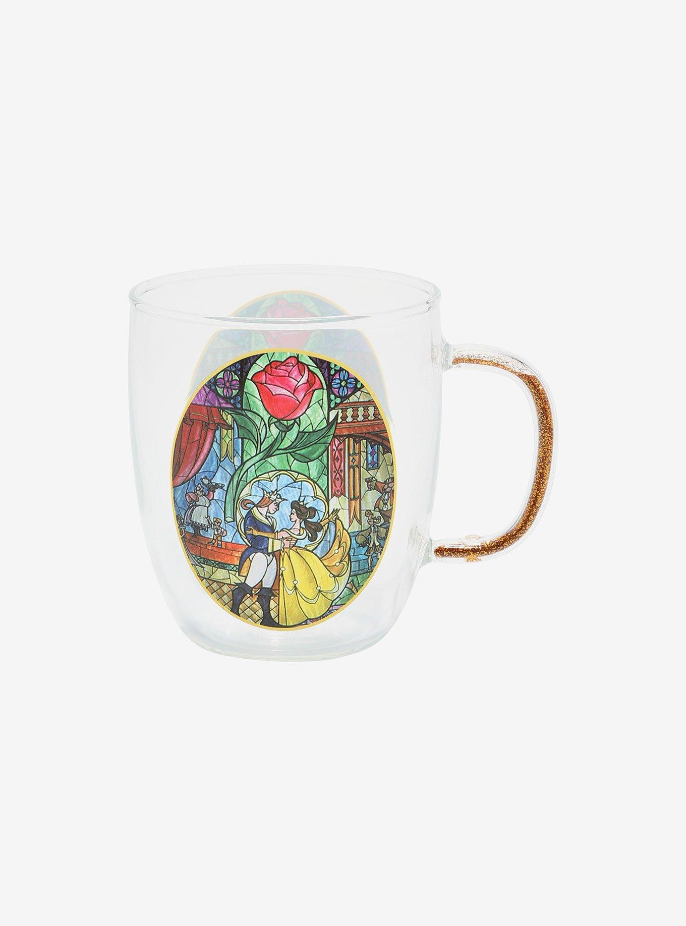 stained glass tumbler/stained glass tumbler beauty and the beast