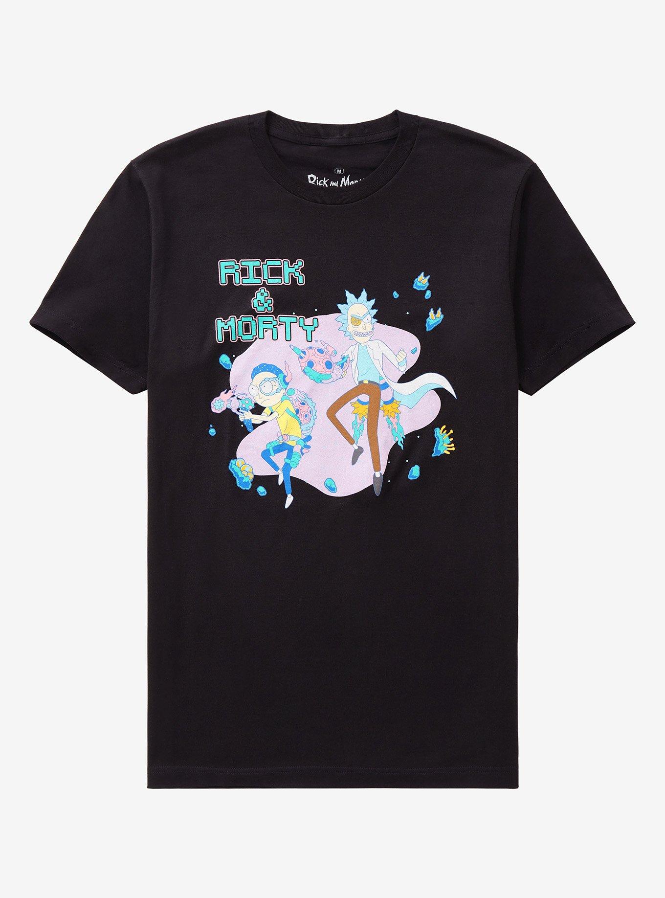Rick and Morty 8-Bit T-Shirt - BoxLunch Exclusive, BLACK, hi-res