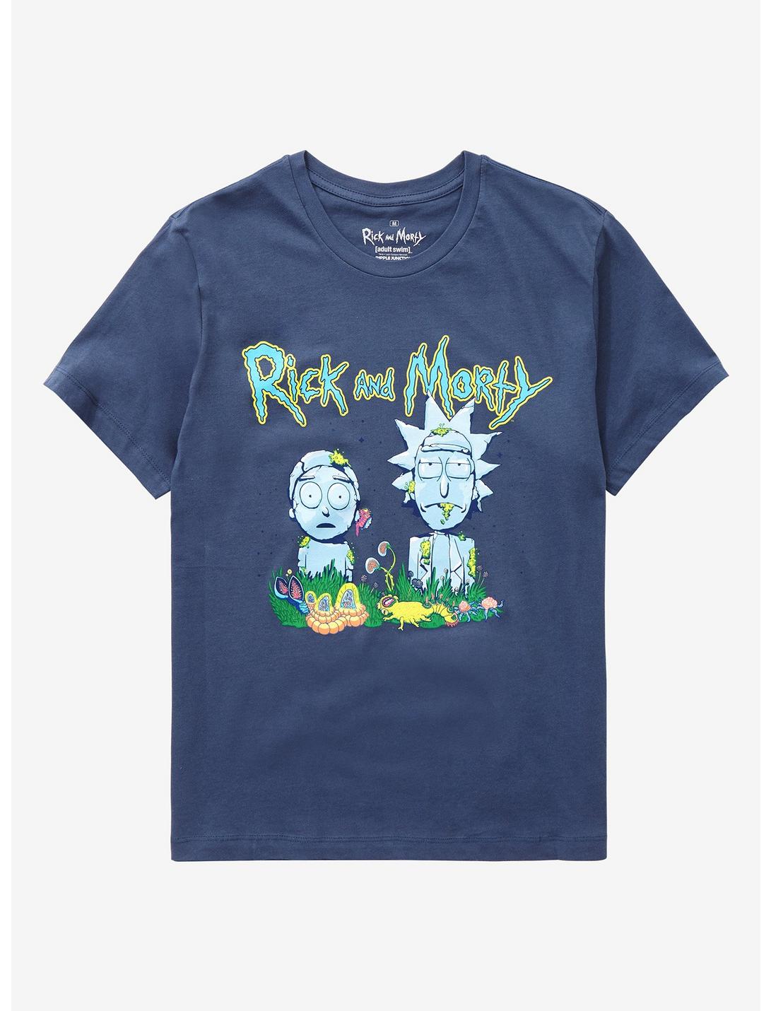 Rick and Morty Garden Statue T-Shirt - BoxLunch Exclusive, SLATE, hi-res