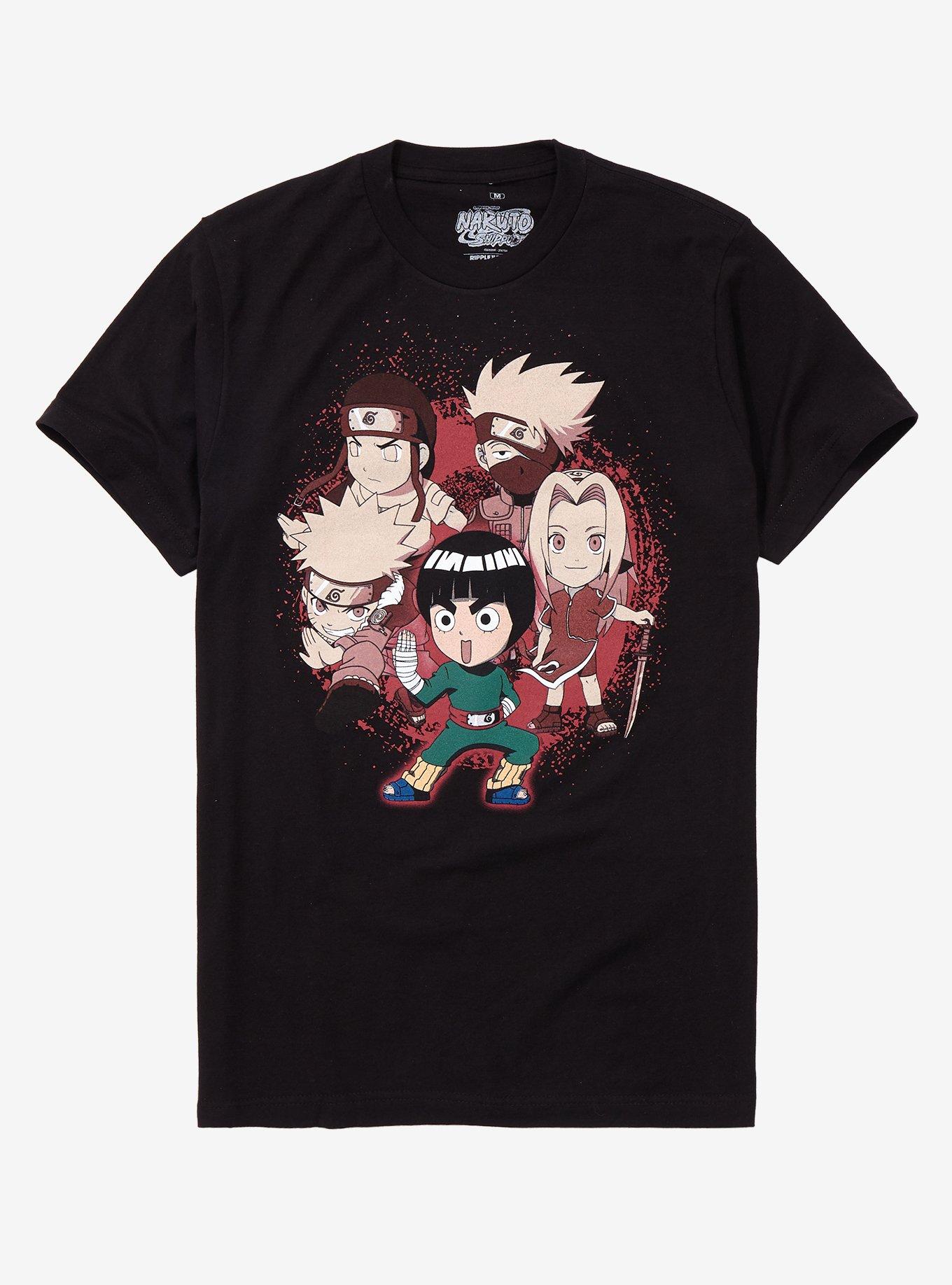 Naruto Shippuden Chibi Rock Lee Group T-Shirt - BoxLunch Exclusive, BLACK, hi-res