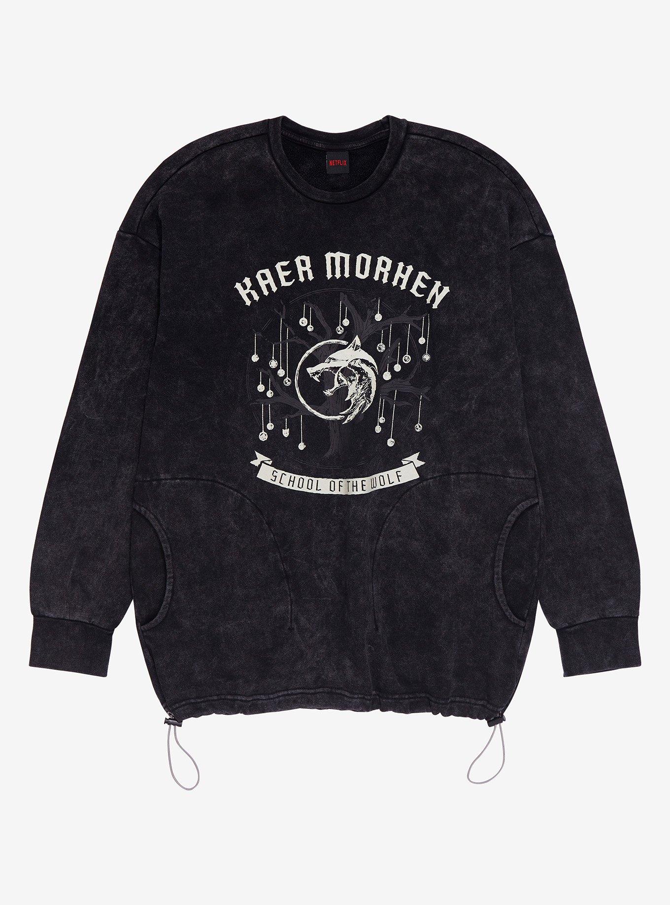 The Witcher Kaer Morhen School of the Wolf Toggle Crewneck - BoxLunch Exclusive, ACID BLACK, hi-res