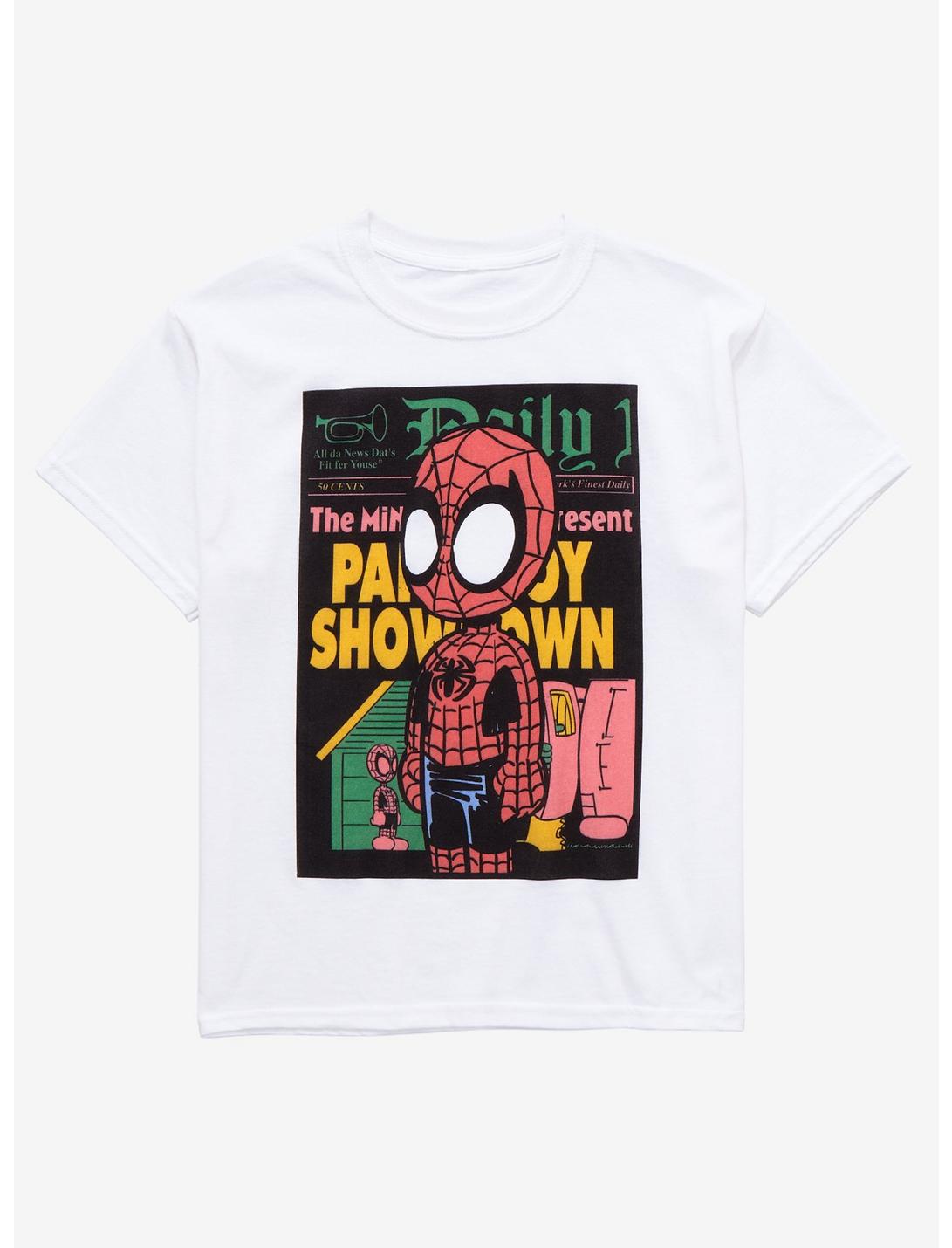 Marvel Spider-Man Daily Bugle Chibi Youth T-Shirt - BoxLunch Exclusive, OFF WHITE, hi-res