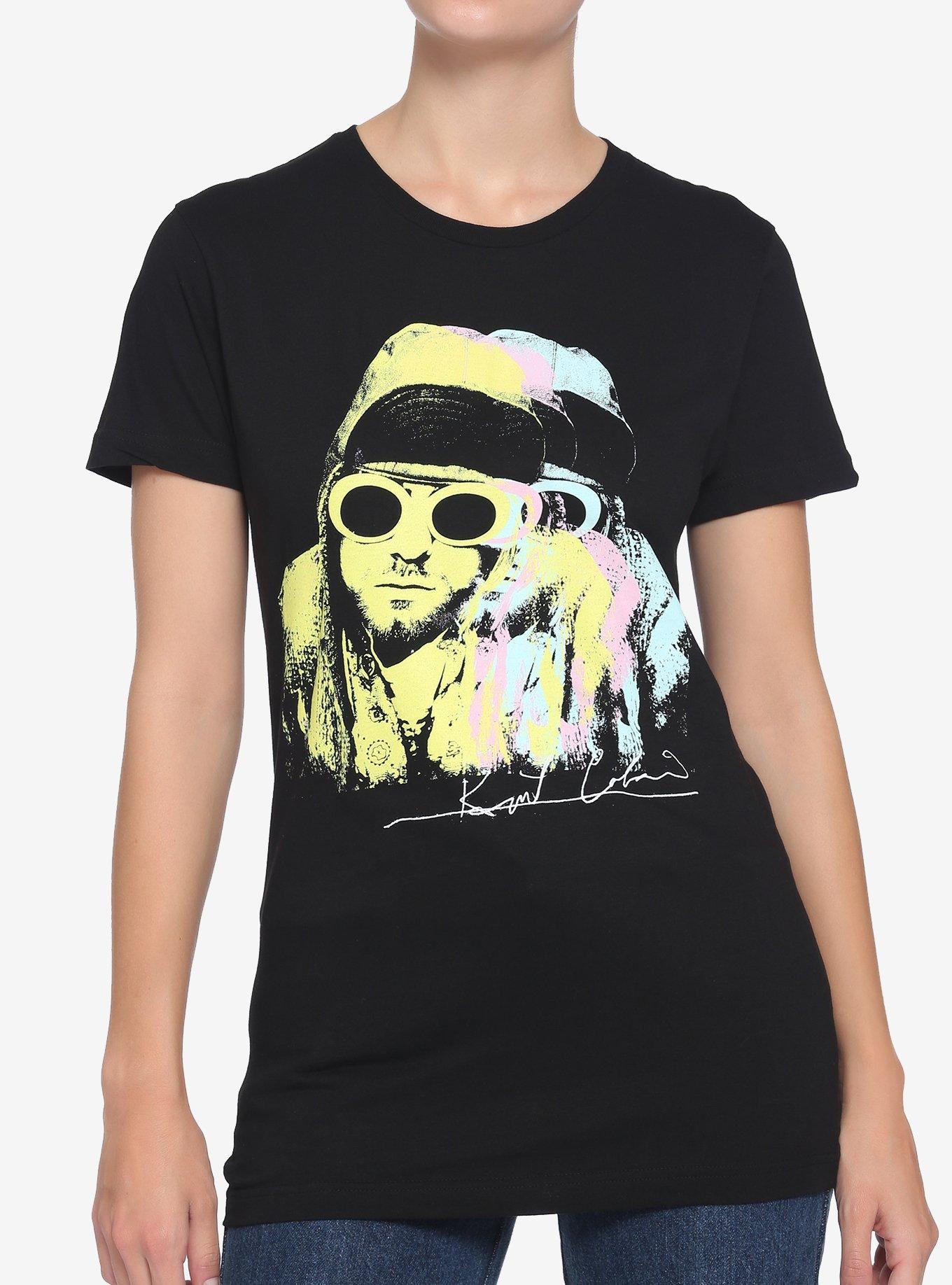 Nirvana Kurt Cobain Signature Girls T-Shirt, BLACK, hi-res