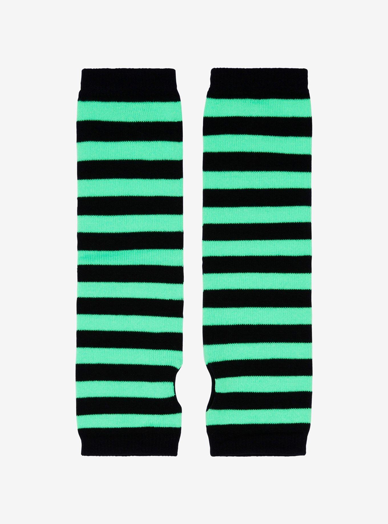 Neon Green & Black Stripe Arm Warmers, , hi-res