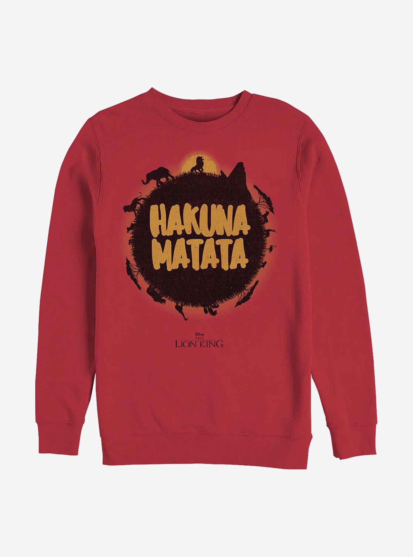 Disney The Lion King Live Action Hakuna Matata Sun Crew Sweatshirt, RED, hi-res