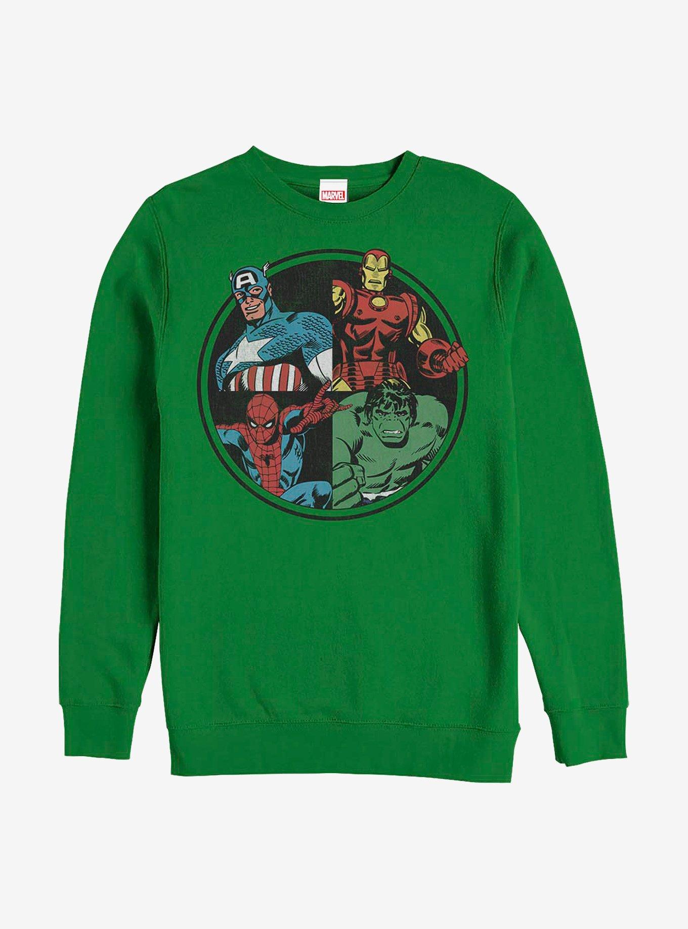 Marvel Avengers Avenger Heads Crew Sweatshirt, KELLY, hi-res