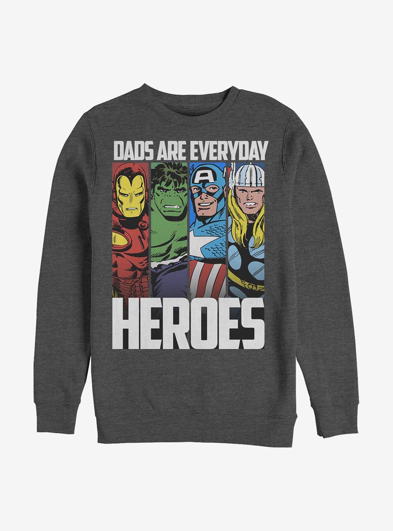 Marvel Avengers Everyday Hero Dad Crew Sweatshirt, CHAR HTR, hi-res