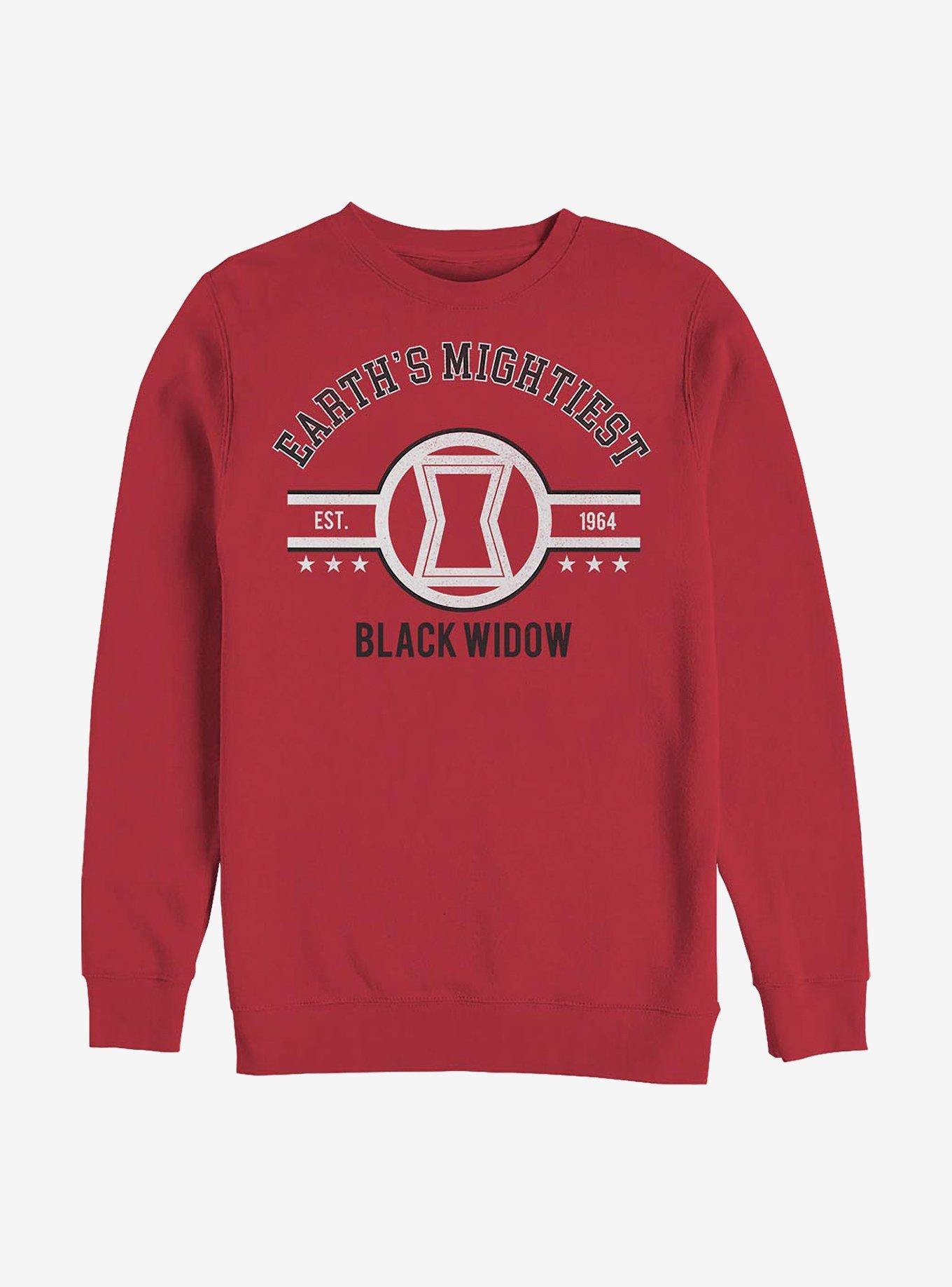 Marvel Black Widow Mighty Widow Crew Sweatshirt, RED, hi-res