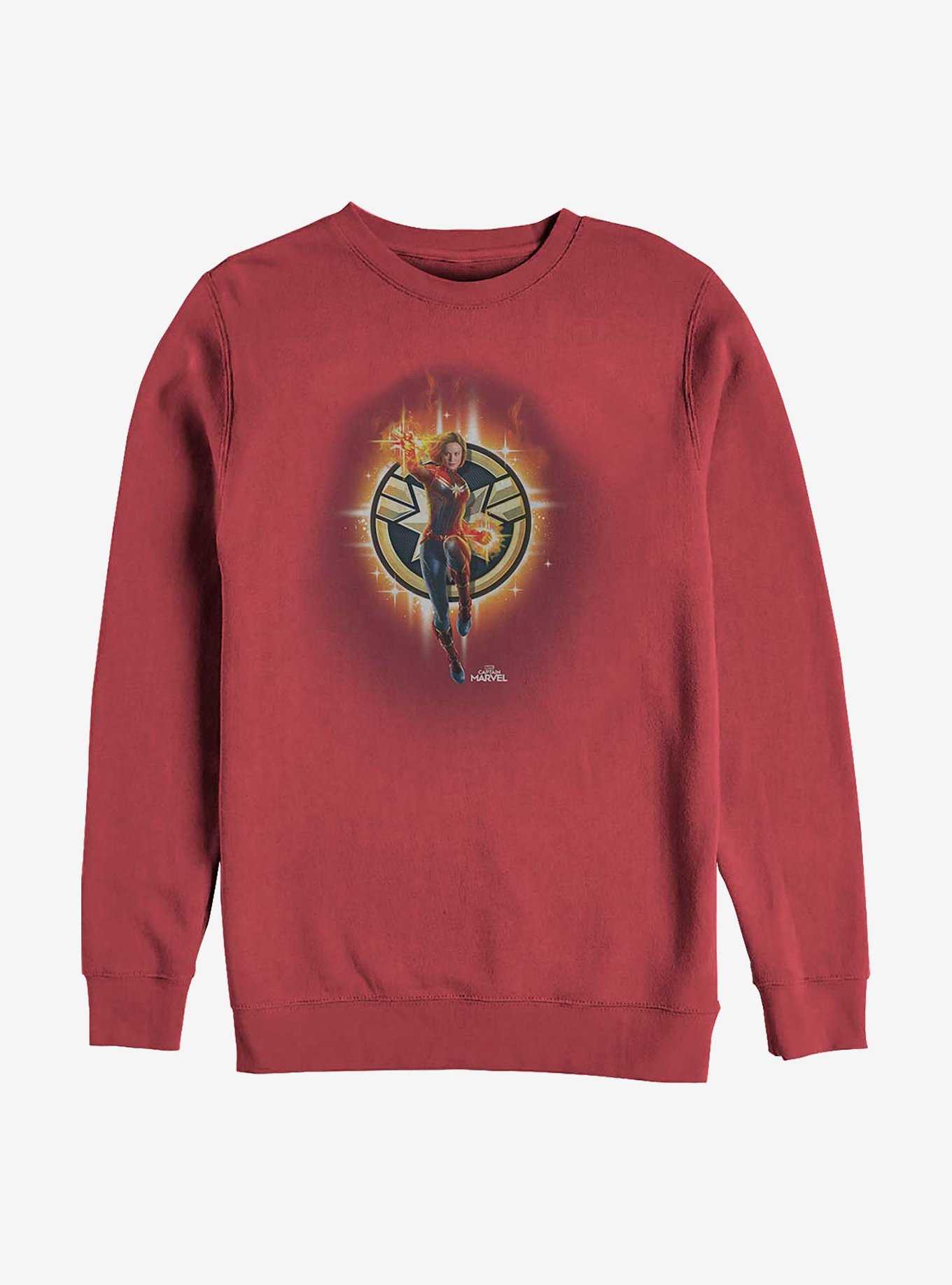 Marvel Captain Marvel Flame Logo Crew Sweatshirt, , hi-res