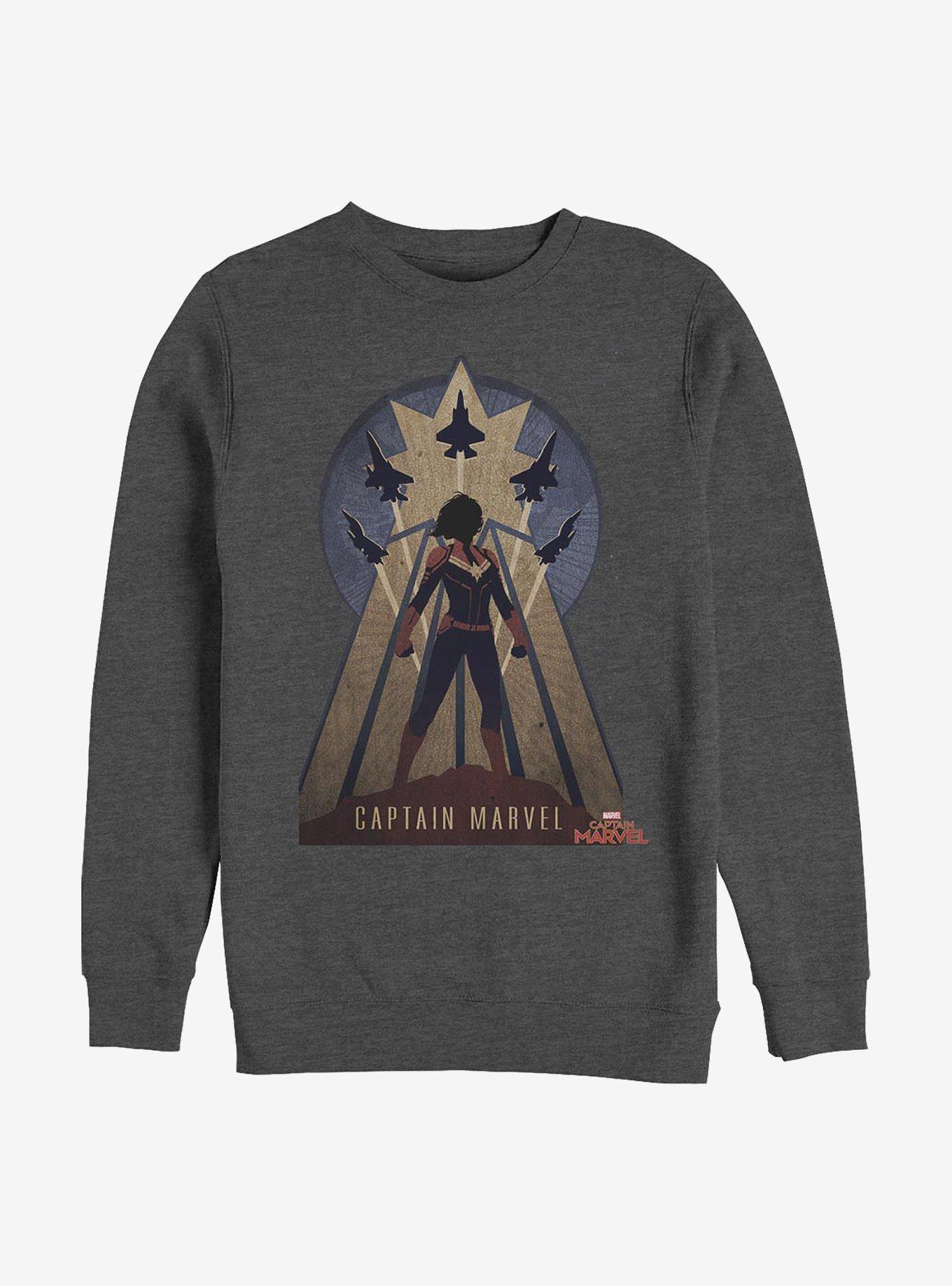 Marvel Captain Marvel Epic Stance Crew Sweatshirt, CHAR HTR, hi-res