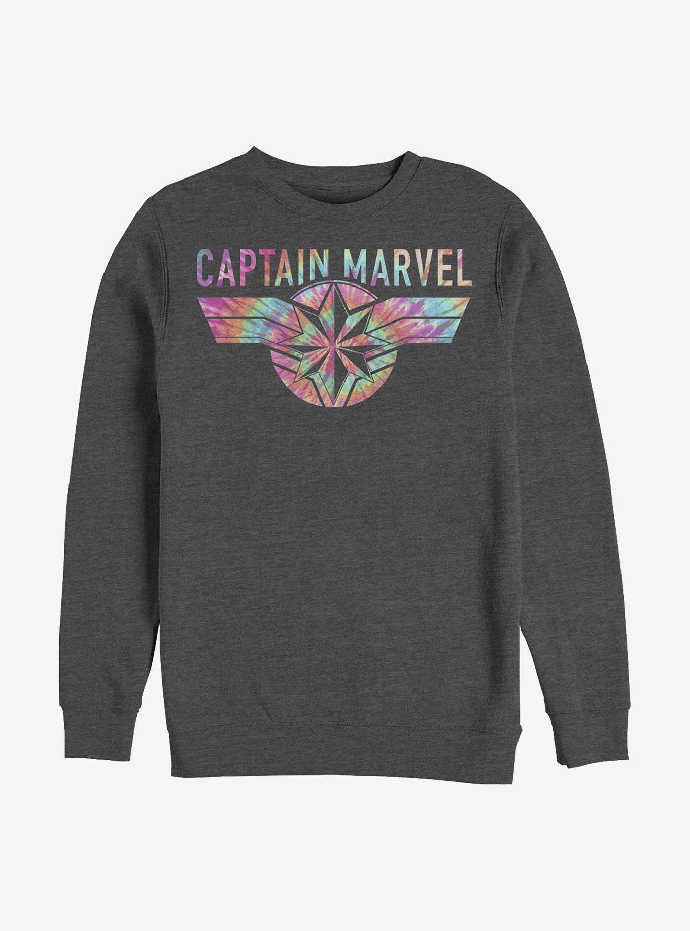 Marvel Captain Marvel Tie Dye Captain Crew Sweatshirt, , hi-res