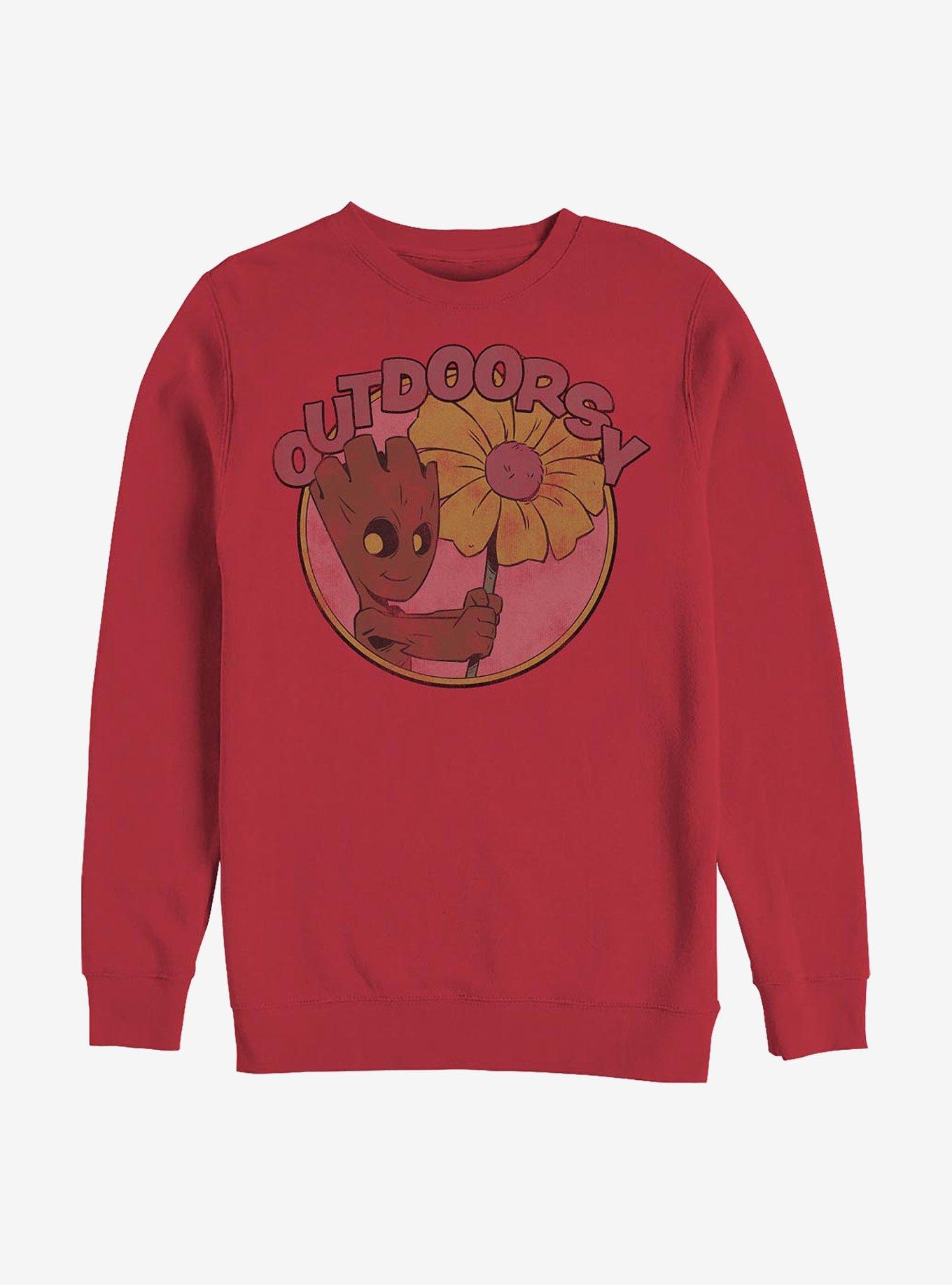 Marvel Guardians Of The Galaxy Cute Groot Crew Sweatshirt, RED, hi-res