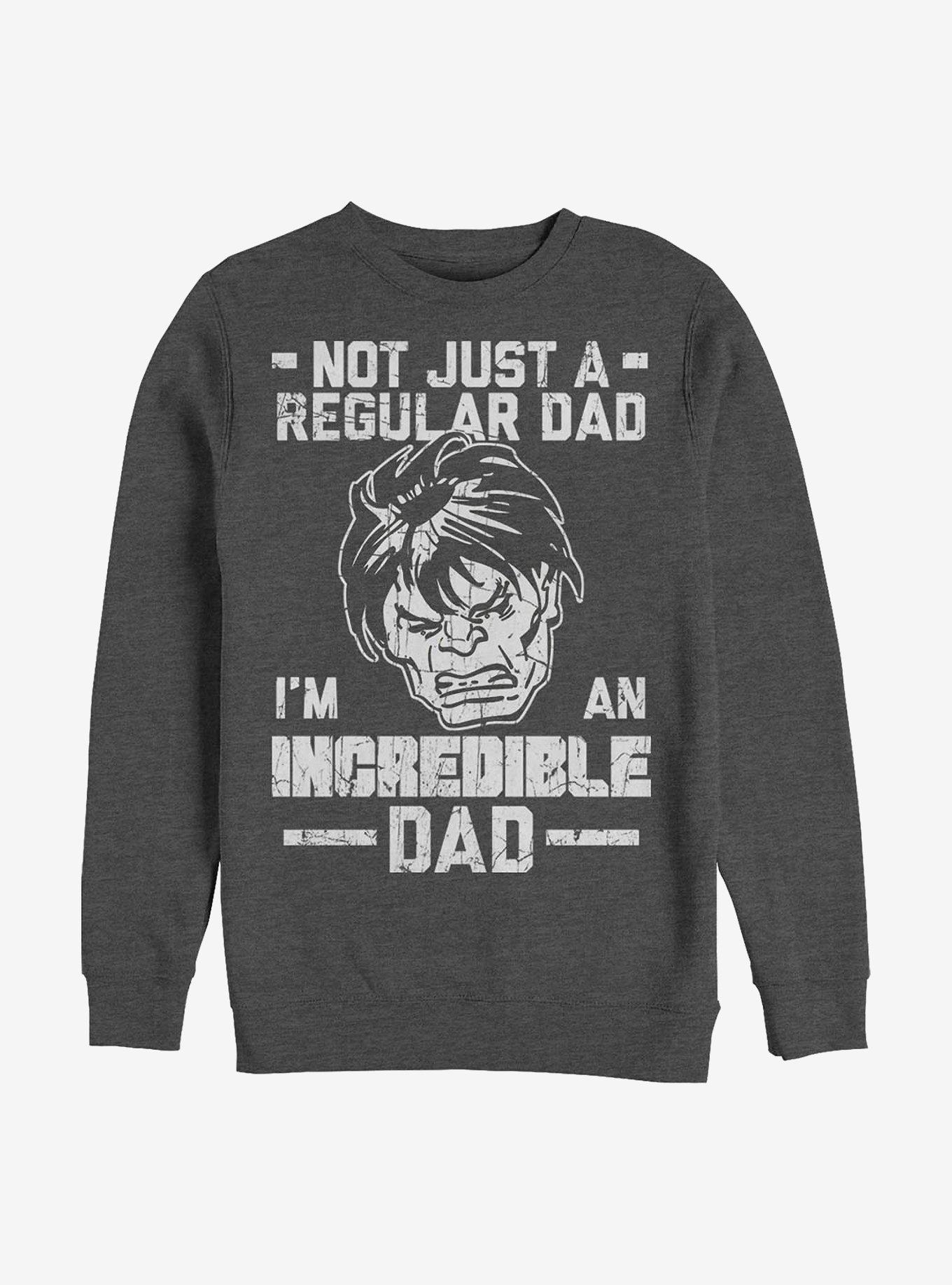 Marvel Hulk Incredible Dad Crew Sweatshirt, CHAR HTR, hi-res