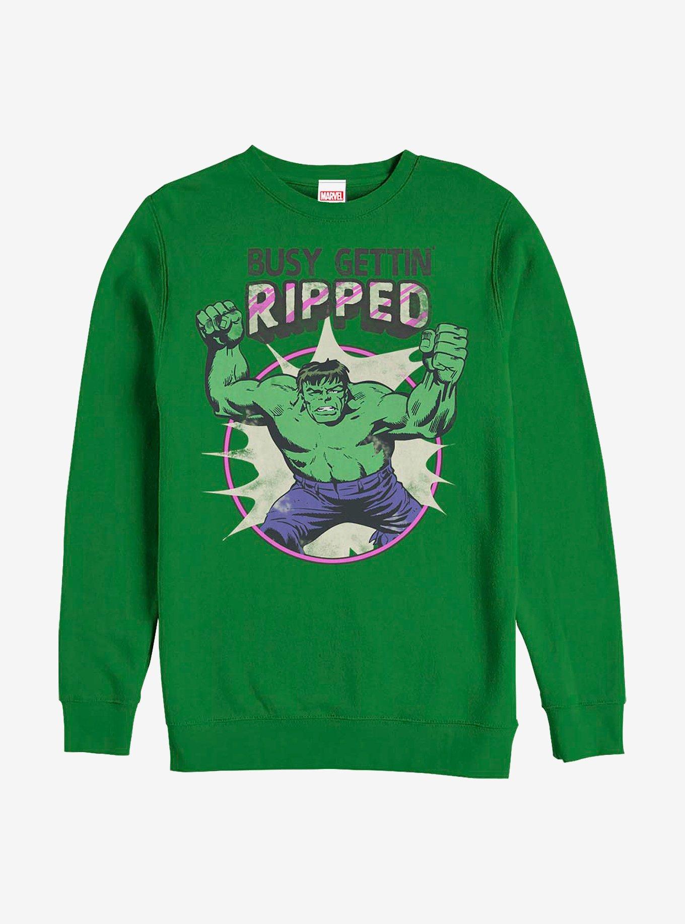 Marvel Hulk Ripped Crew Sweatshirt, KELLY, hi-res