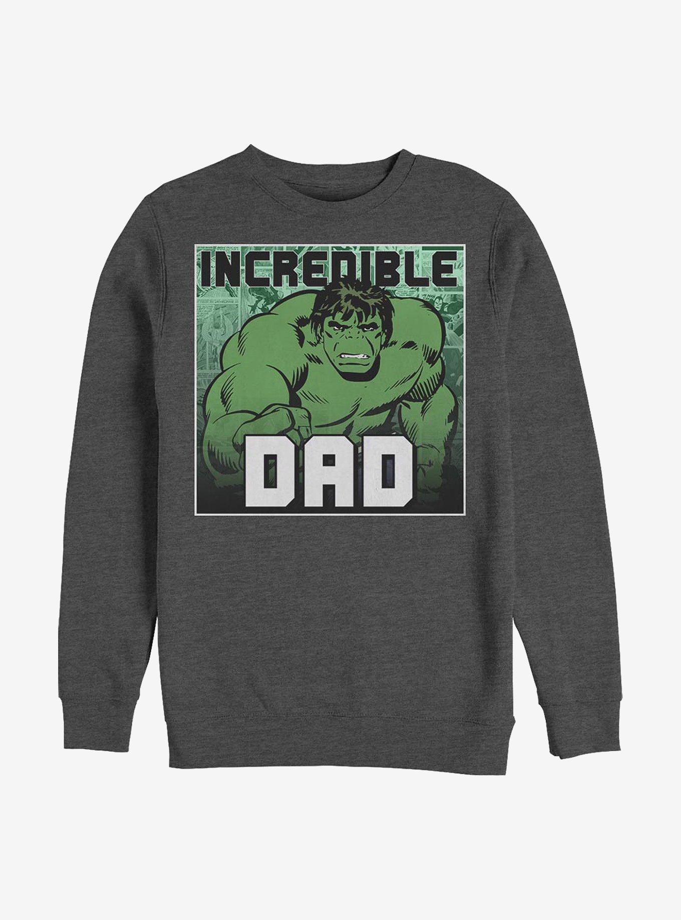 Marvel Hulk The Incredible Dad Crew Sweatshirt, CHAR HTR, hi-res